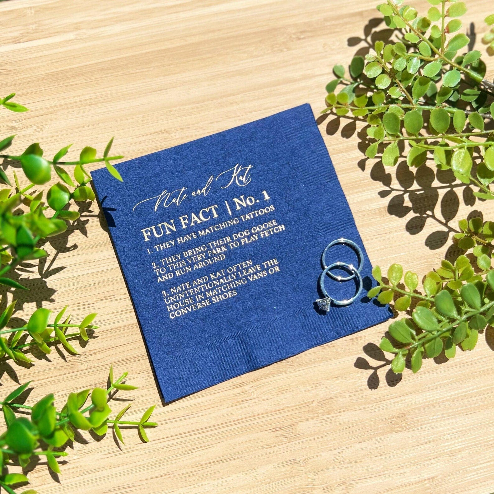 Wedding Individual Fun Fact Napkins - Napkins - Foil Stamped
