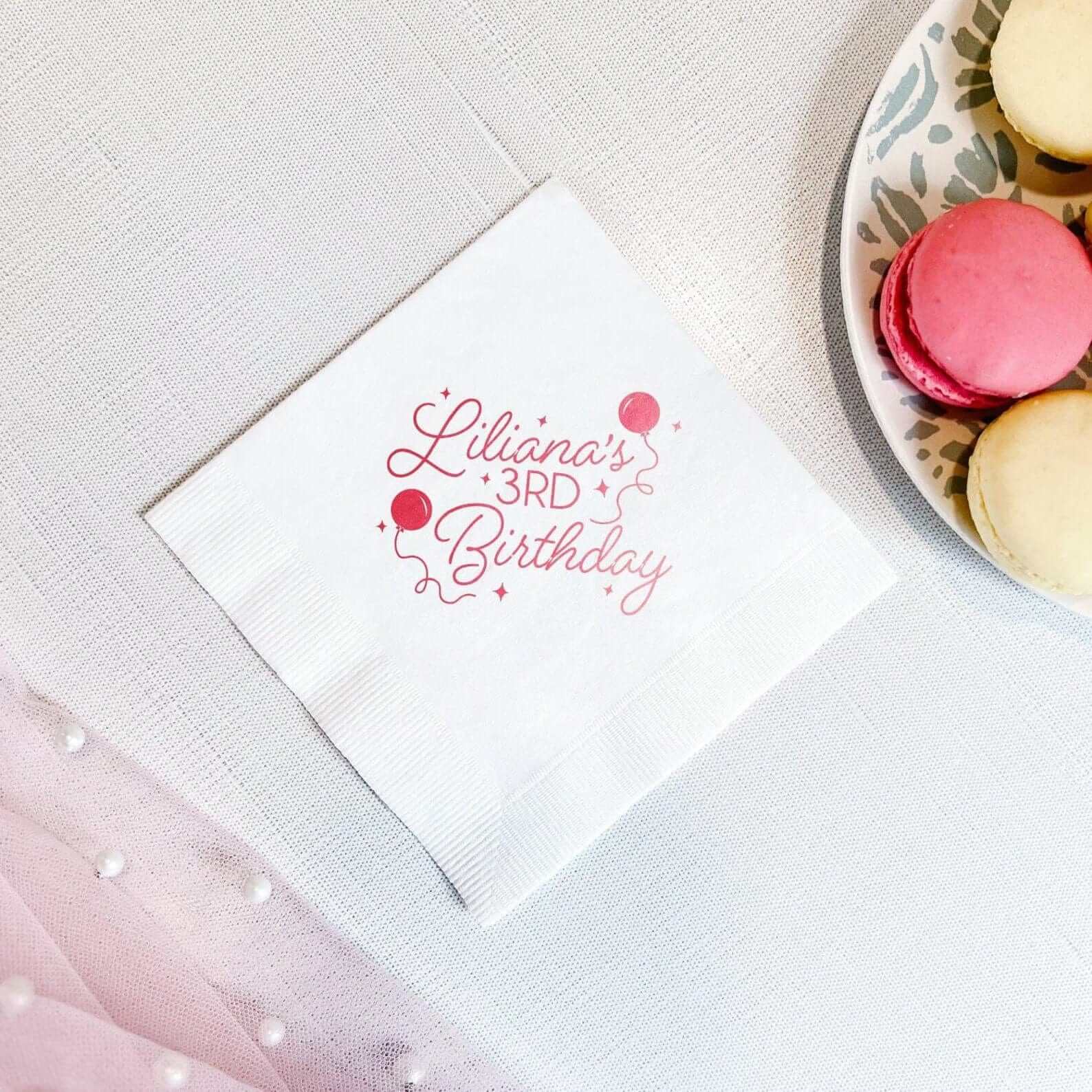 Balloons and Confetti Birthday Napkins - Napkins - Foil Stamped