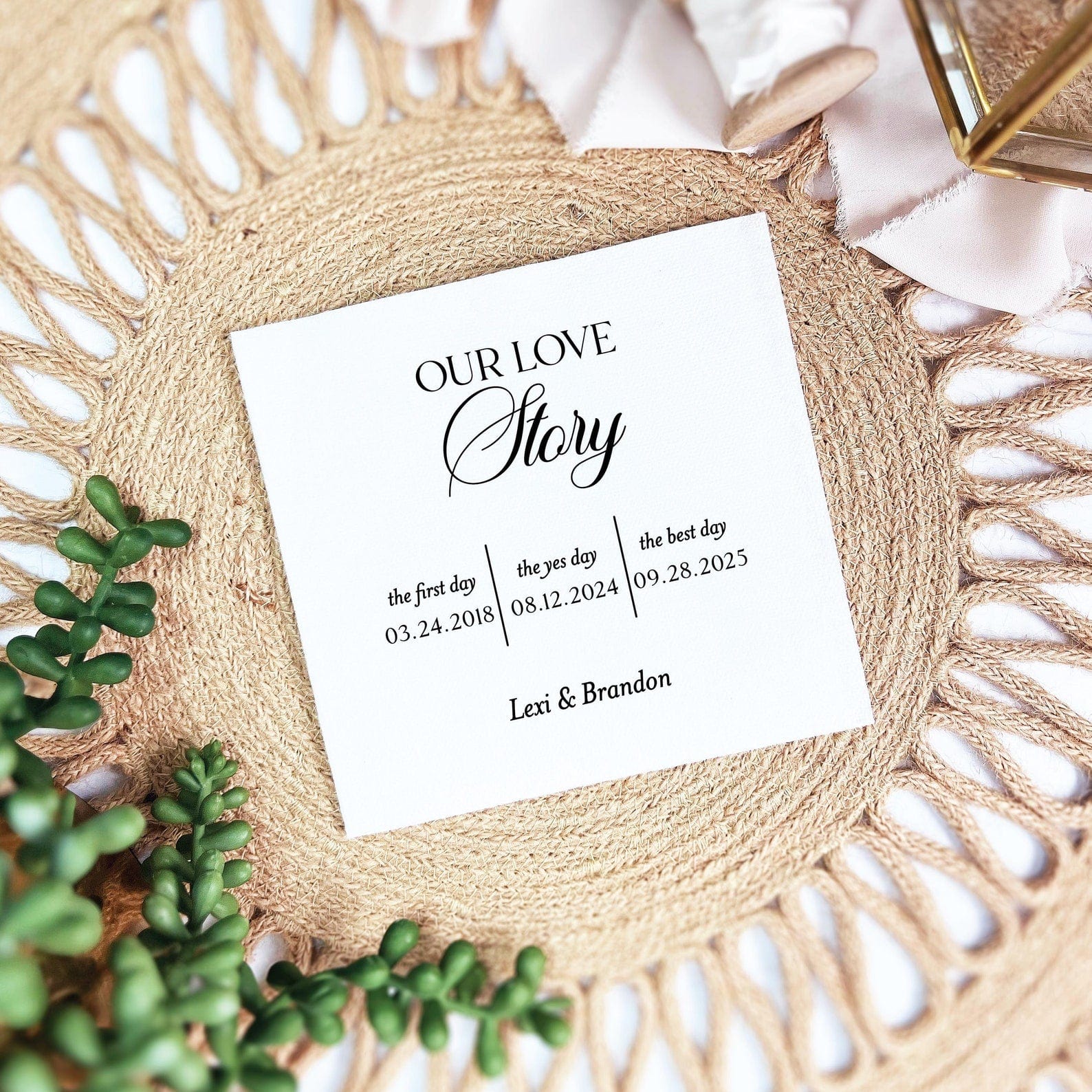 Our Love Story Premium Uncoined Napkins - Napkins - Linun Foil Stamped