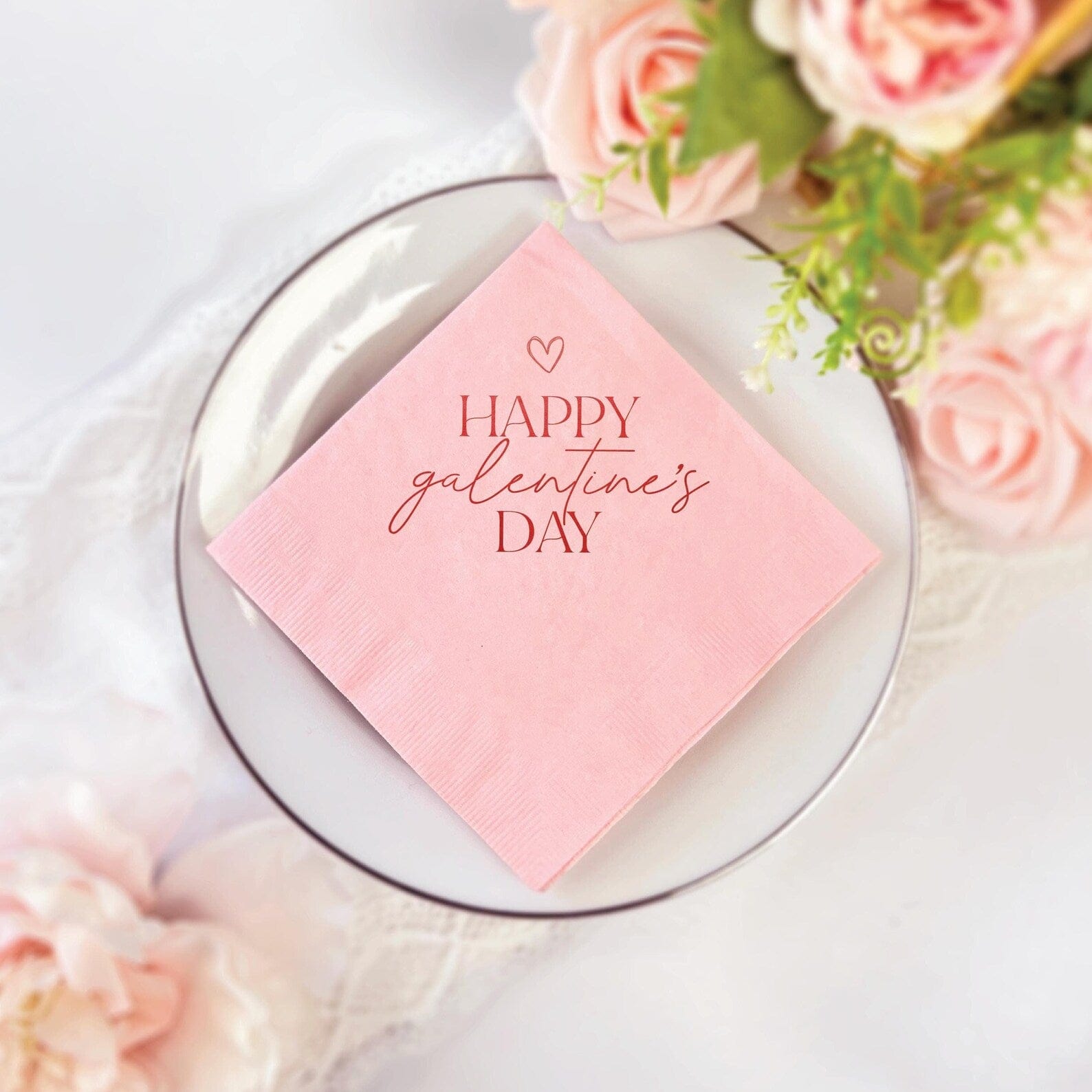Happy Galentine's Day Party Napkins - Napkins - Foil Stamped