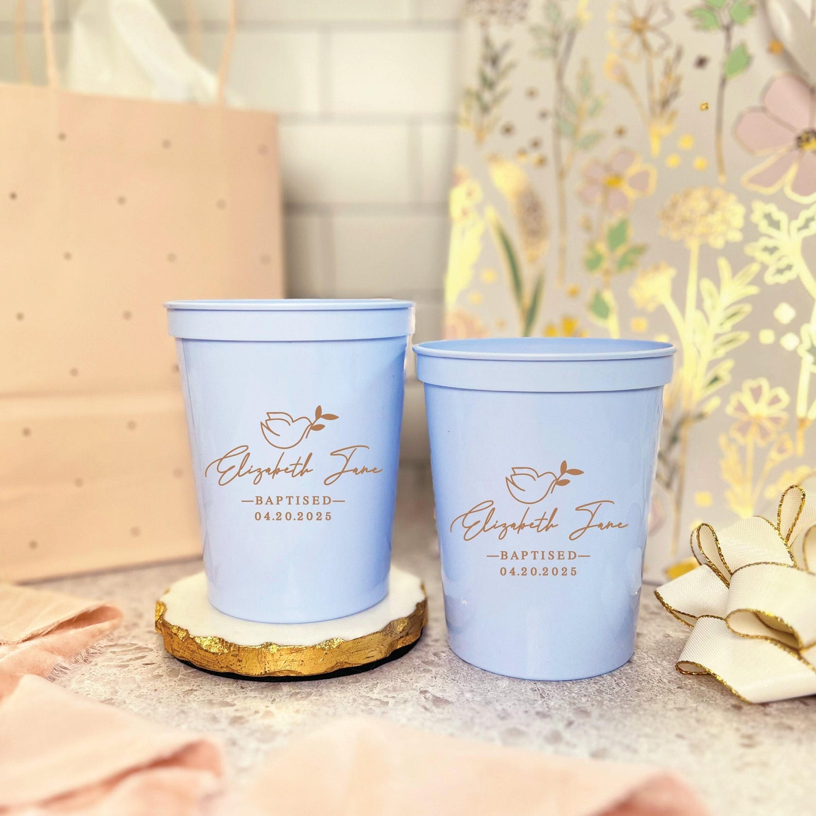 Elegant Dove Baptism/Christening Stadium Cups - Cup - Stadium