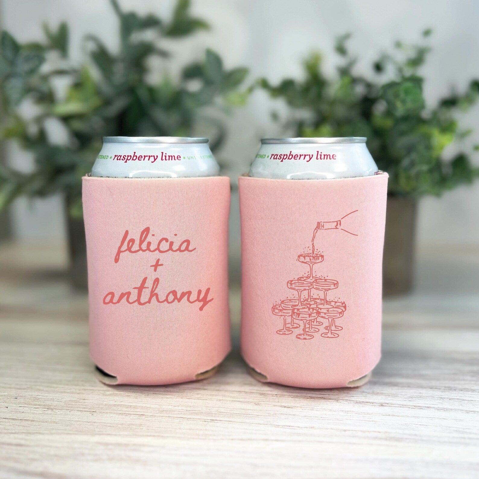 Champagne Tower Wedding Can Coolers - Can Cooler