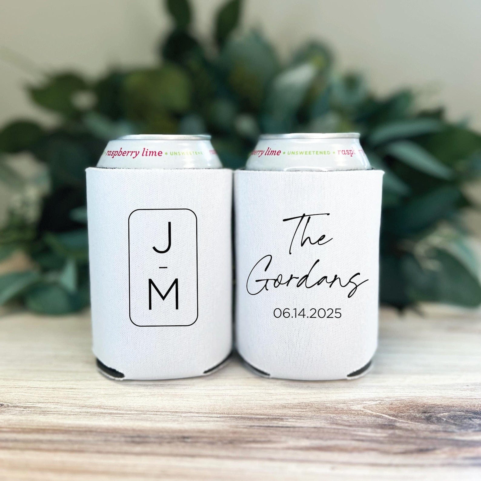 Modern Monogram Wedding Can Coolers - Can Cooler