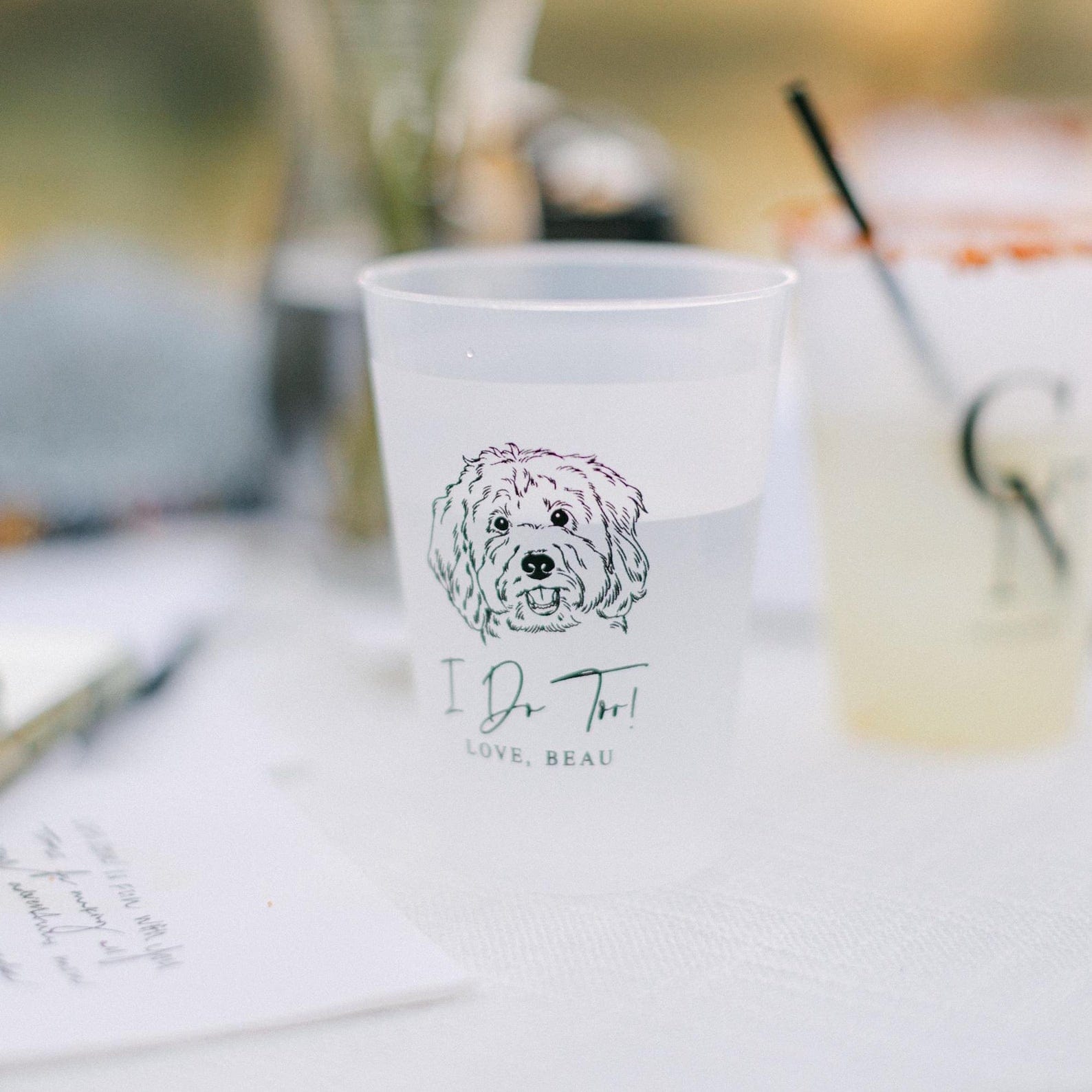 I Do Too - Illustrated Pet Wedding Frosted Plastic Cups - Cup - Frosted - Dog