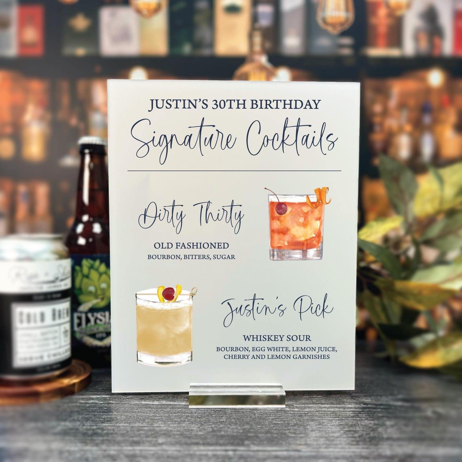 Birthday Signature Cocktails Sign - Bar Menu