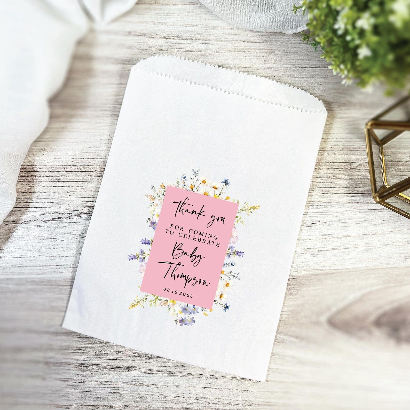 Baby In Bloom Baby Shower Favor Treat Bags - Treat Bag - Full Color