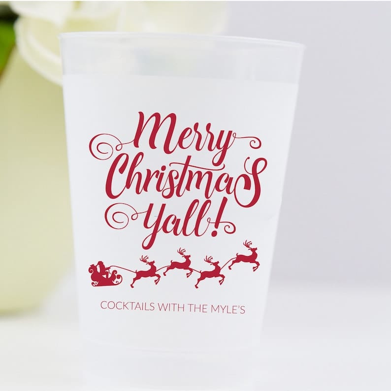 Merry Christmas Y'all Frosted Plastic Cups - Cup - Frosted