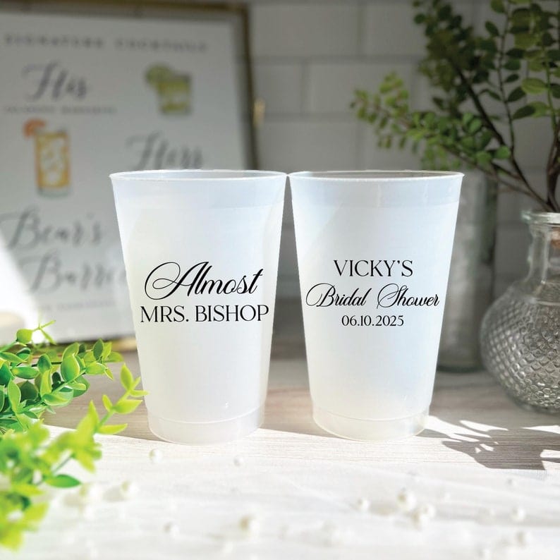 Elegant Almost Mrs Bridal Shower Frosted Plastic Cups - Cup - Frosted