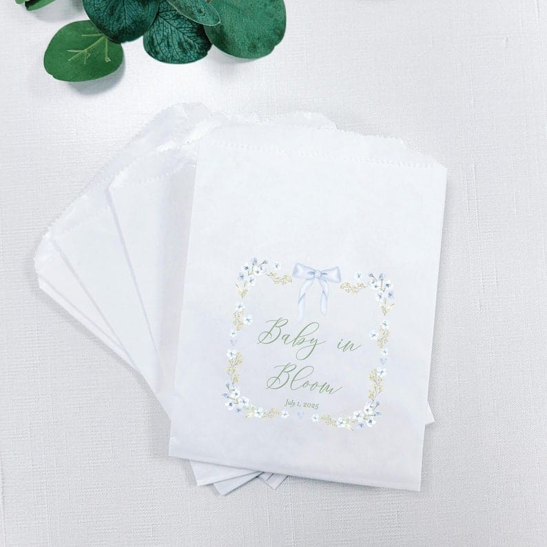 Baby In Bloom Custom Baby Shower Favor Treat Bags - Treat Bag - Full Color
