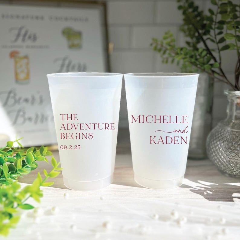 The Adventure Begins Frosted Wedding Cups - Cup - Frosted
