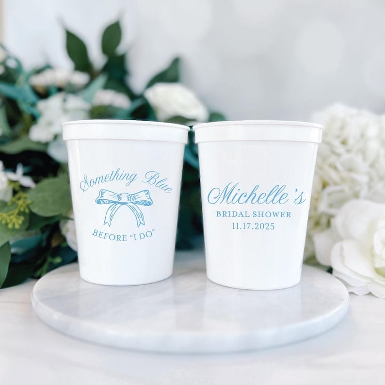 Something Blue Personalized Bridal Shower Stadium Cups - Cup - Stadium