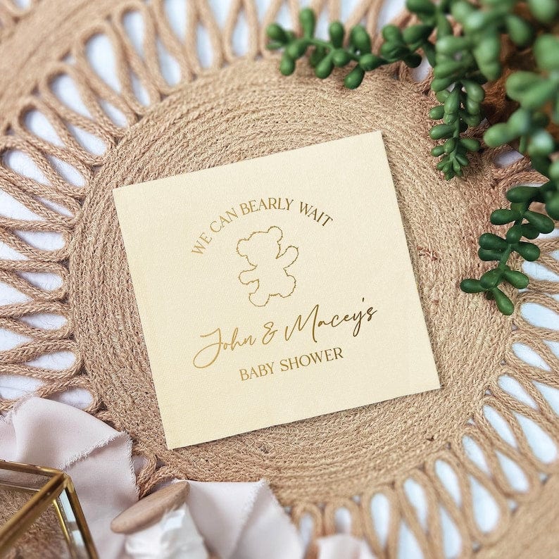Bearly Wait Premium Linun Uncoined Napkins - Napkins - Linun Foil Stamped