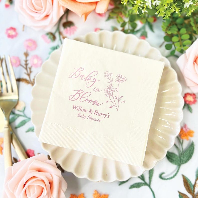 Baby In Bloom Baby Shower Napkins - Napkins - Foil Stamped