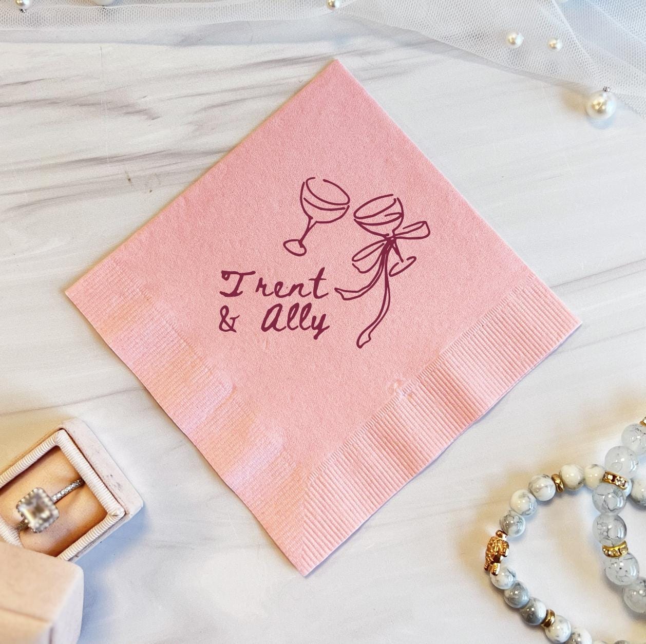 Toast To Forever Personalized Wedding Napkins - Napkins - Foil Stamped