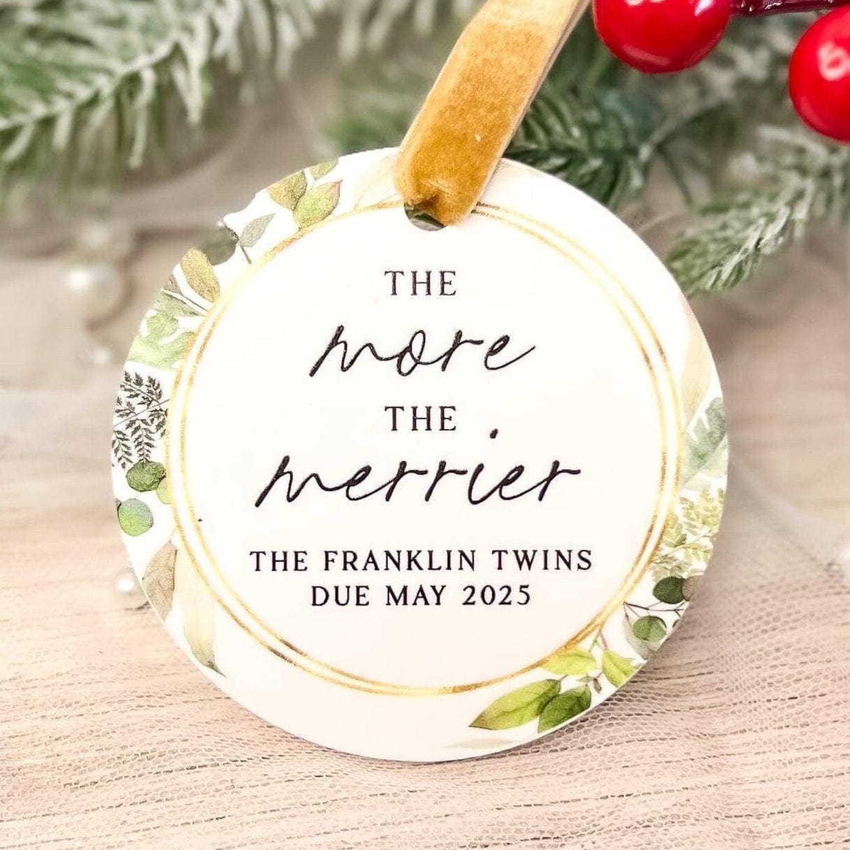 Twin Pregnancy Announcement Christmas Ornament