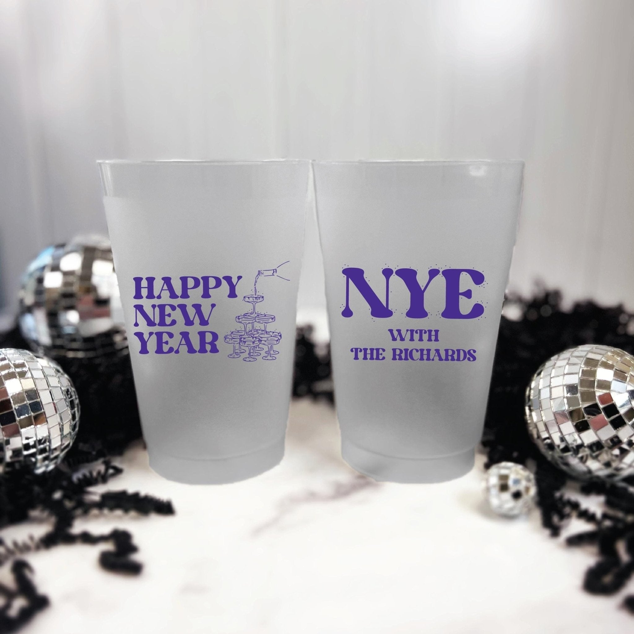NYE Champagne Tower Frosted Plastic Cups - Cup - Frosted