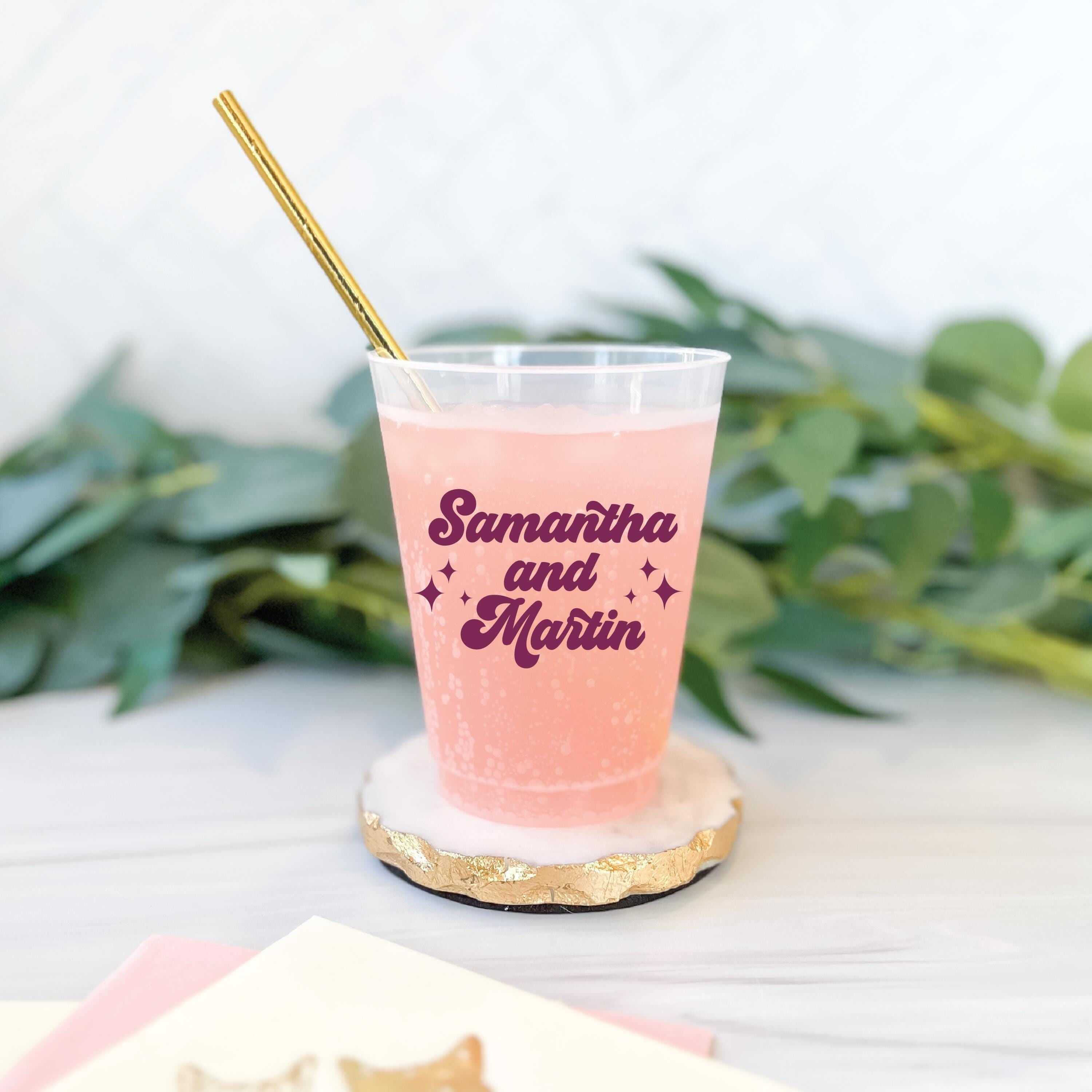 Groovy Retro Personalized Wedding Cups