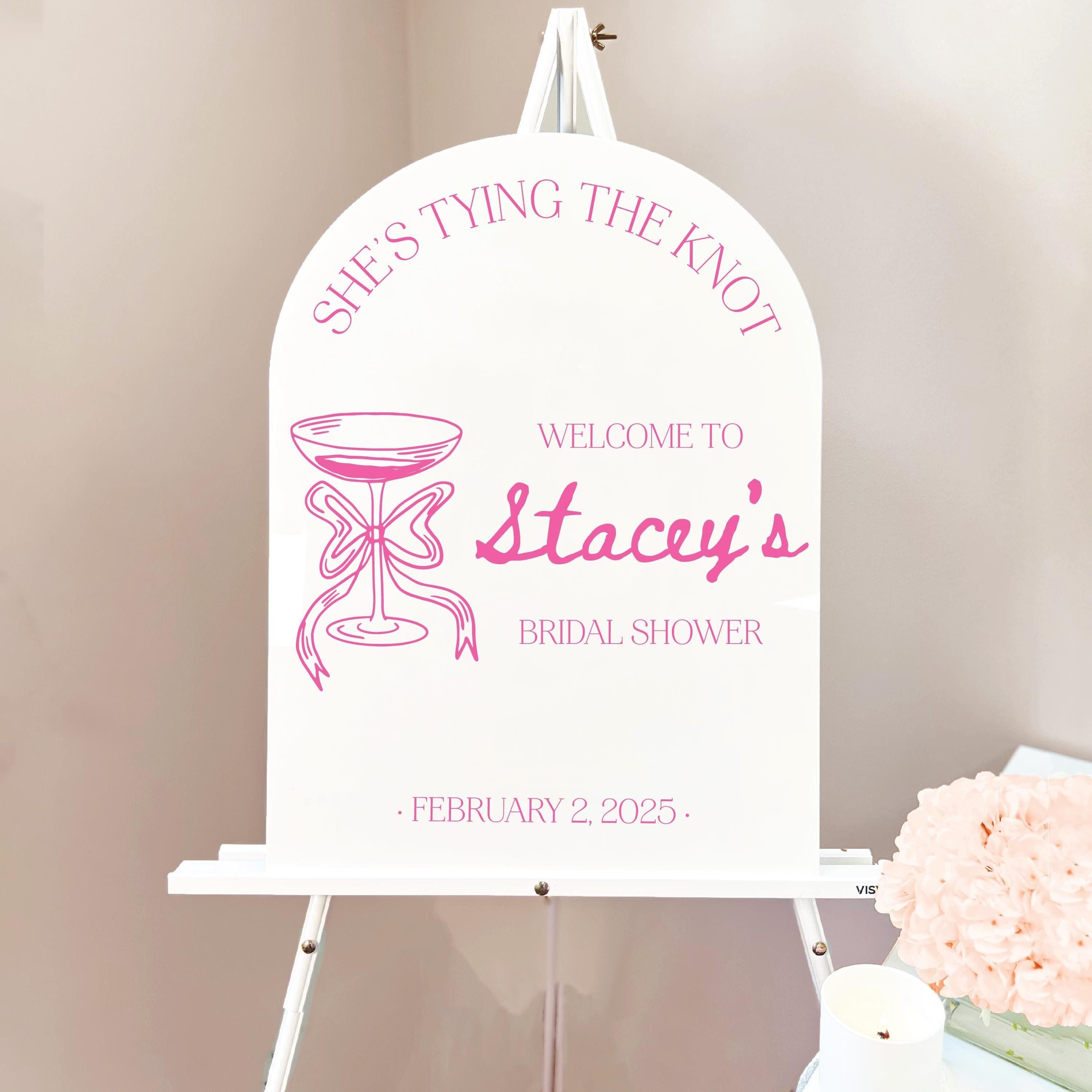 She's Tying The Knot Acrylic Bridal Shower Sign - Bachelorette Sign