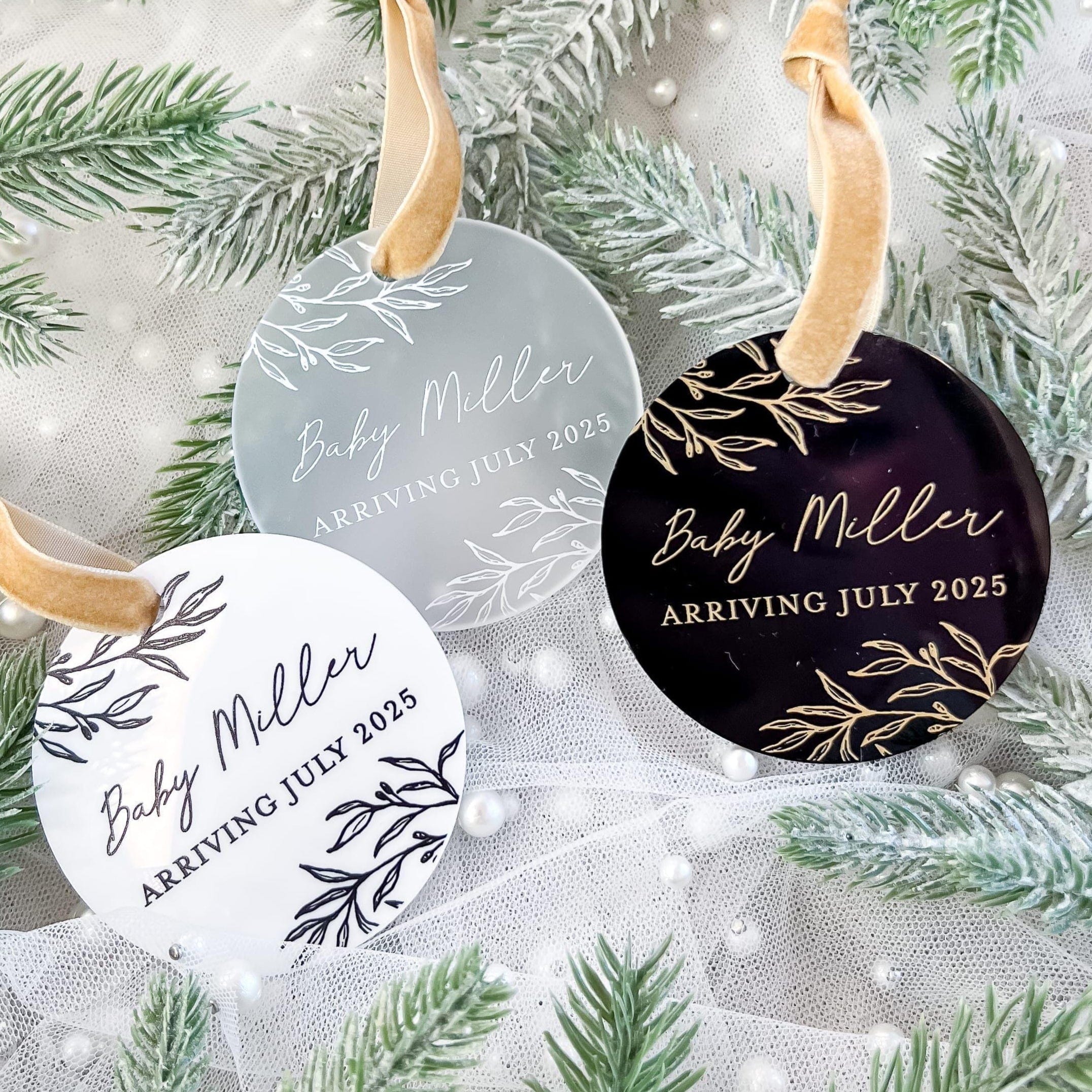 Baby Arriving Announcement Ornament