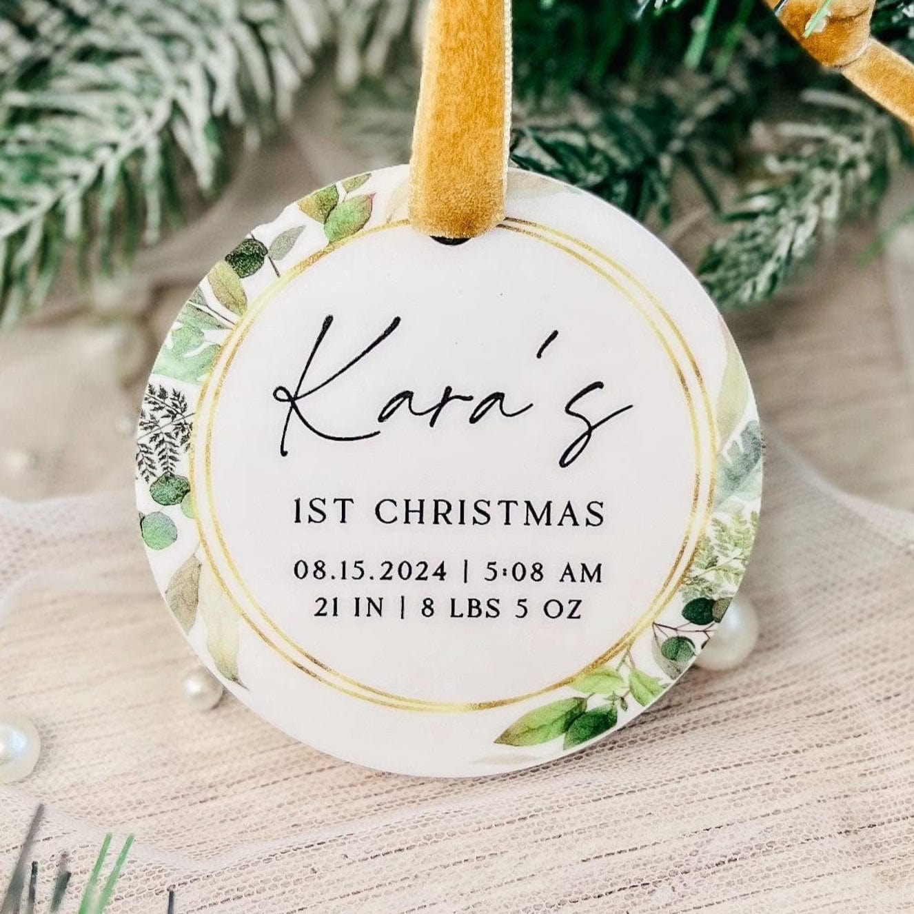 Baby's 1st Christmas Birth Stats Ornament
