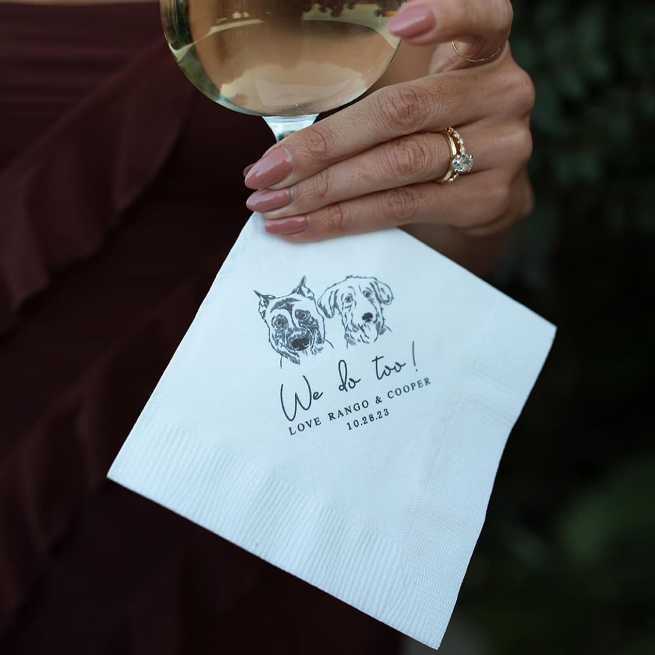 Custom Illustrated Pet Wedding Napkins