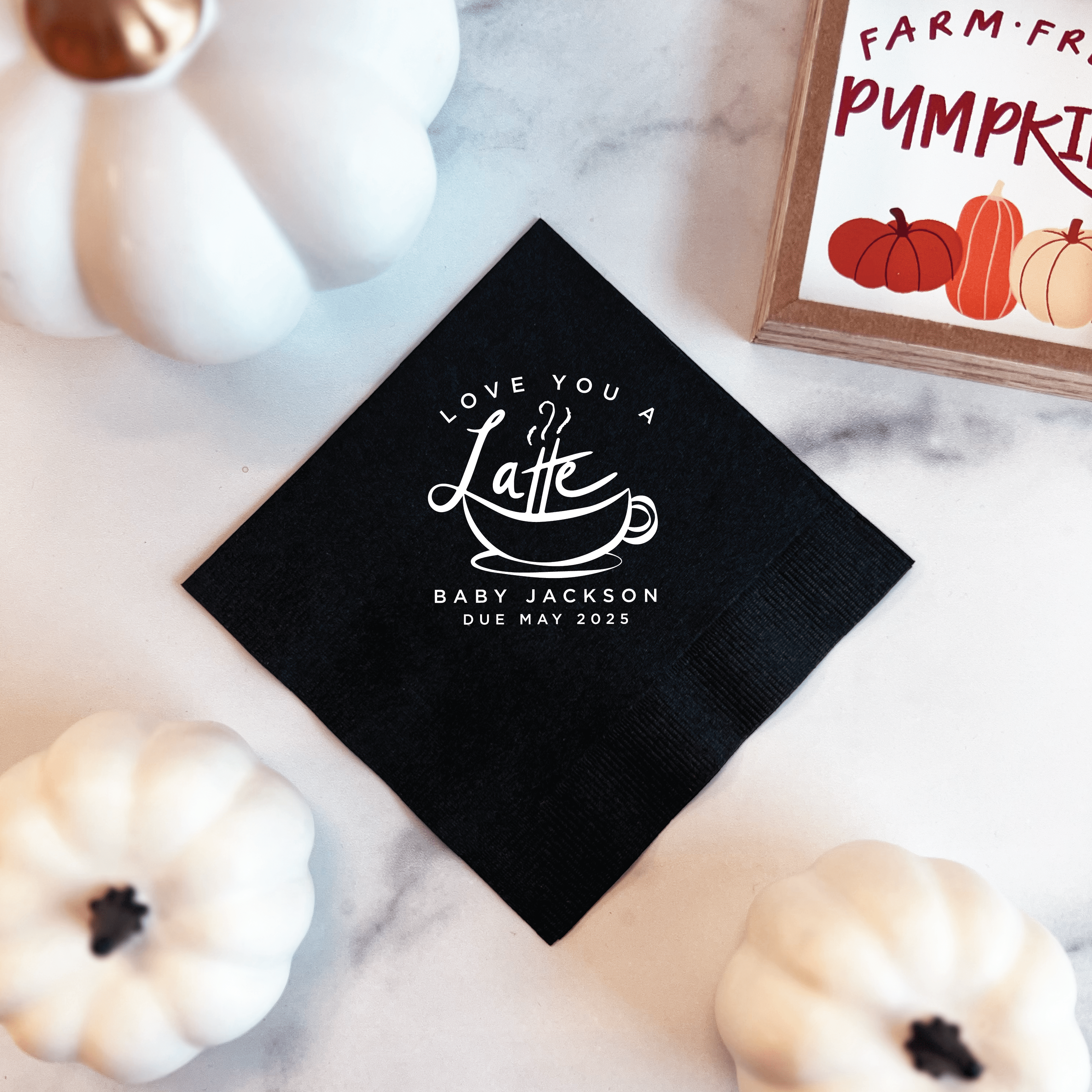 Love You a Latte Baby Shower Theme Napkins - Napkins - Foil Stamped