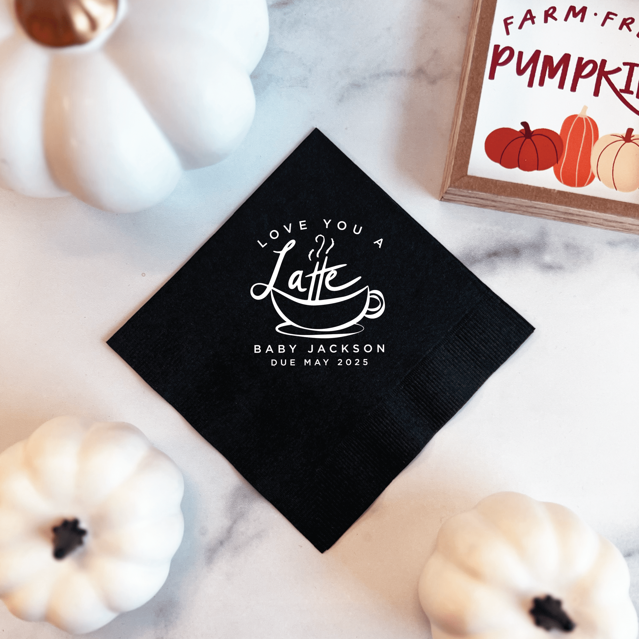 Love You a Latte Baby Shower Theme Napkins - Napkins - Foil Stamped