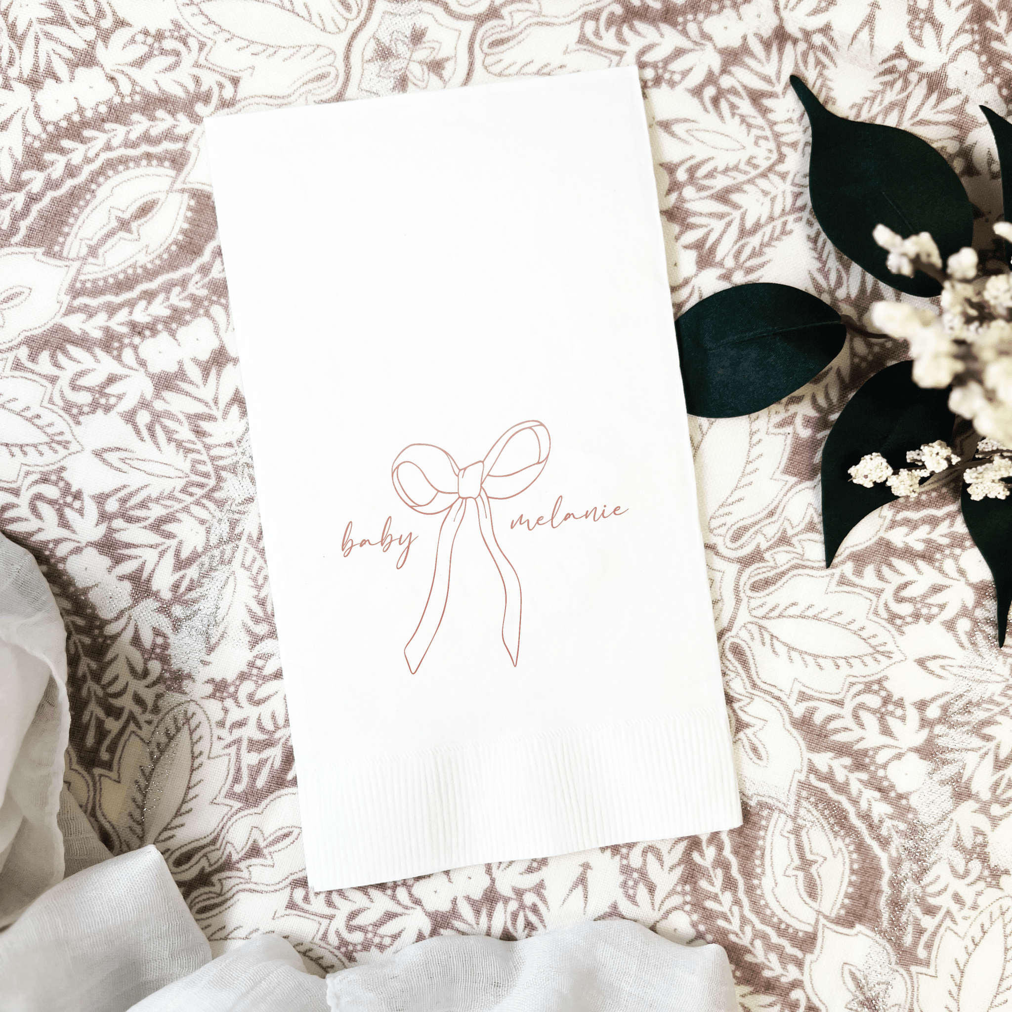 Elegant Bow Personalized Baby Shower Napkins - Napkins - Foil Stamped