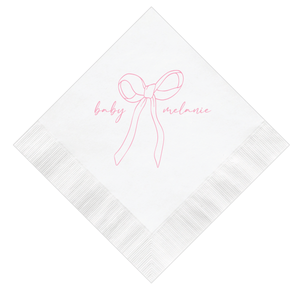 Elegant Bow Personalized Baby Shower Napkins