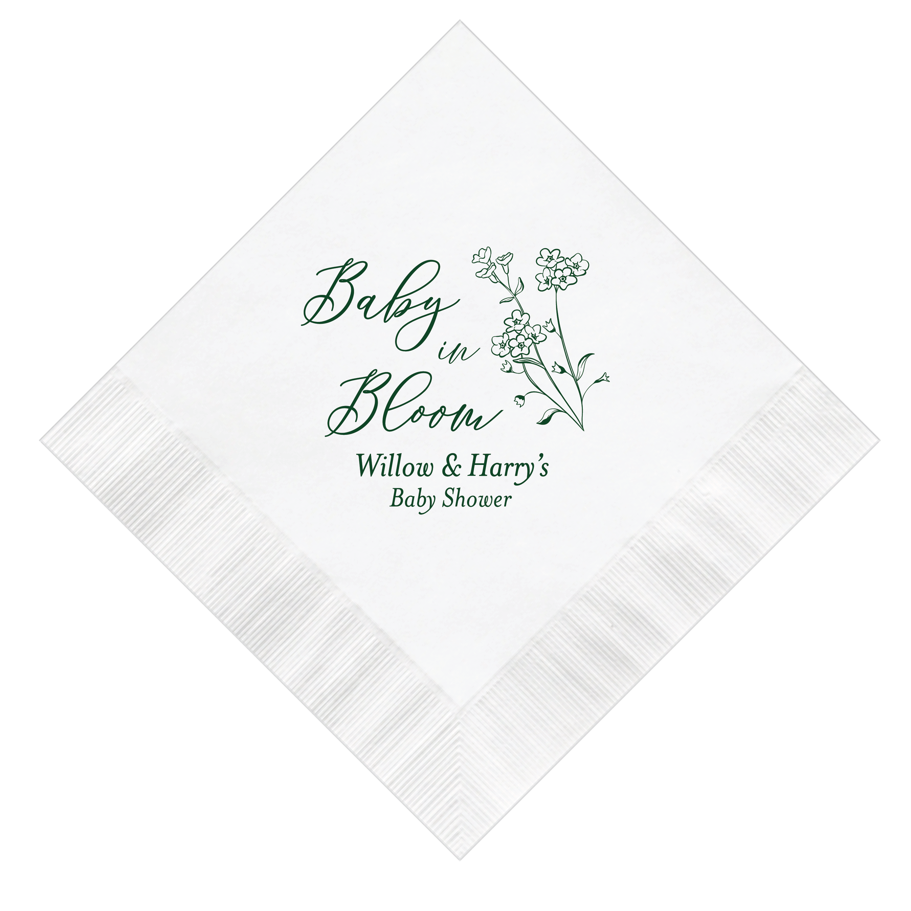 Baby In Bloom Baby Shower Napkins - Napkins - Foil Stamped