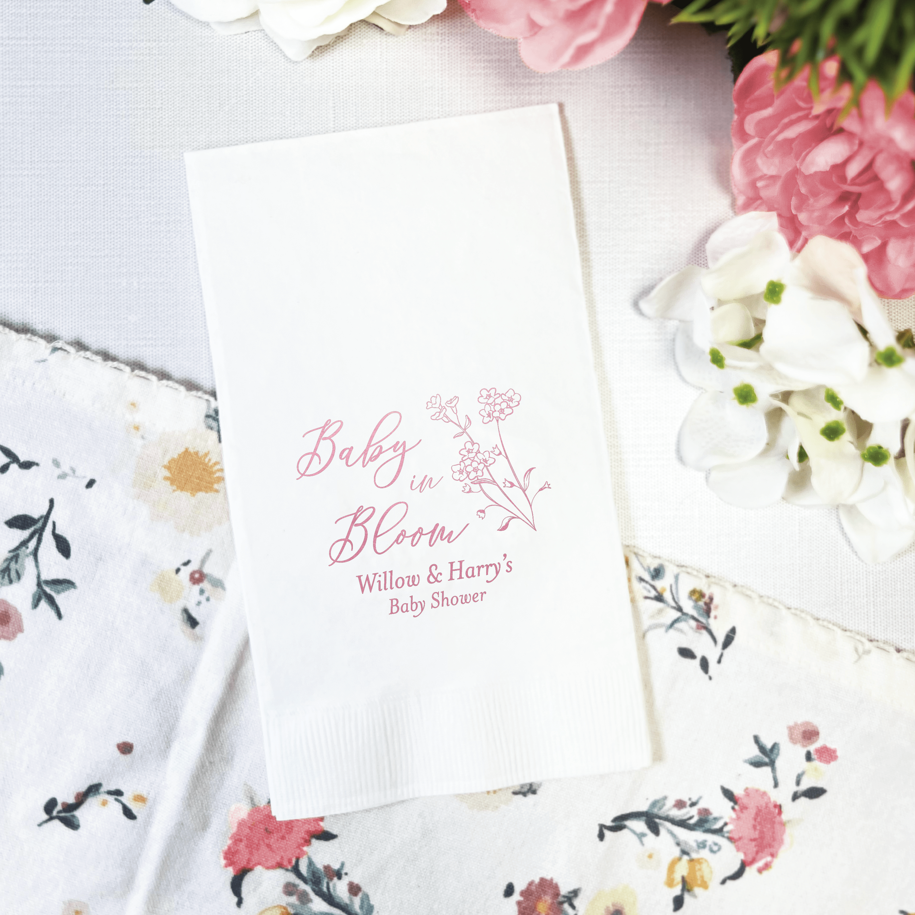 Baby In Bloom Baby Shower Napkins - Napkins - Foil Stamped