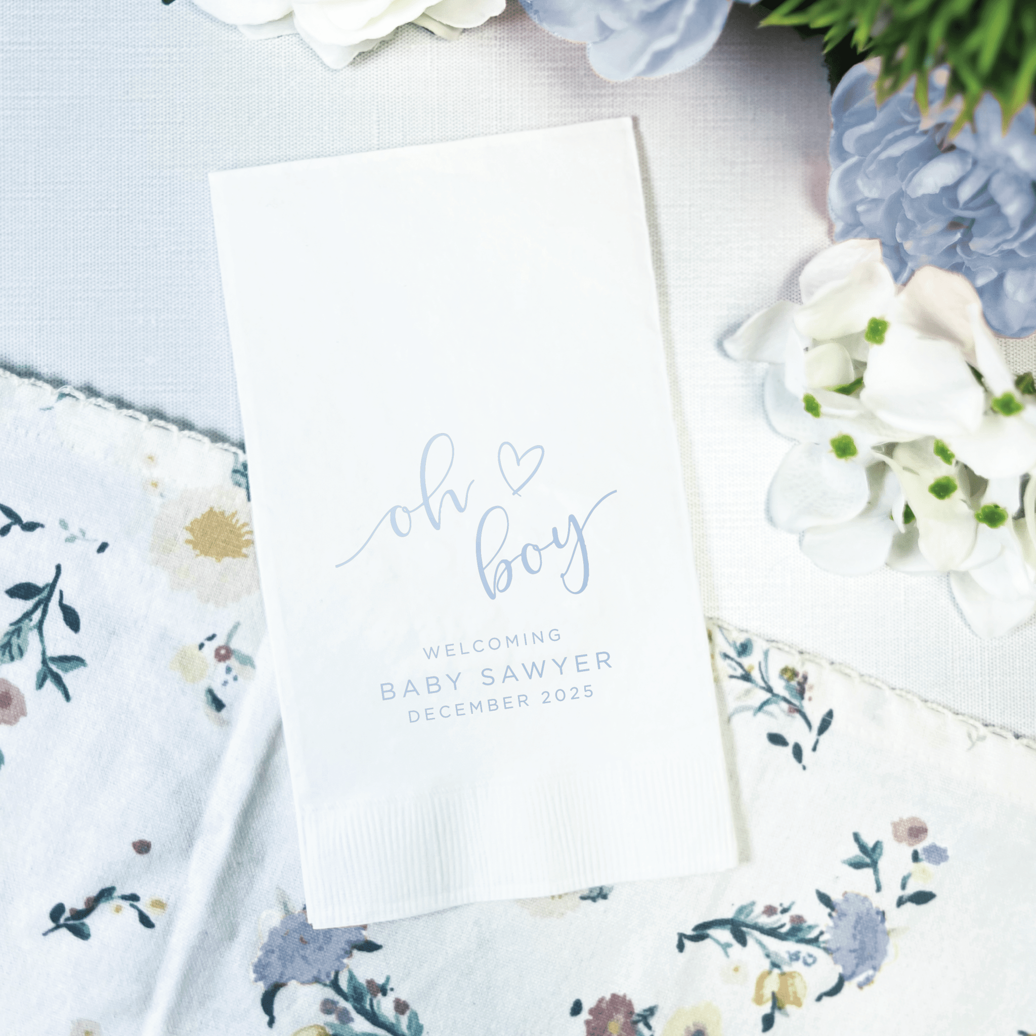 Oh Boy Personalized Baby Shower Napkins - Napkins - Foil Stamped