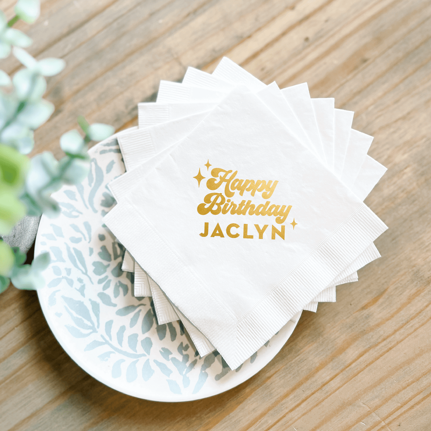 Bold Retro Birthday Napkins - Napkins - Foil Stamped