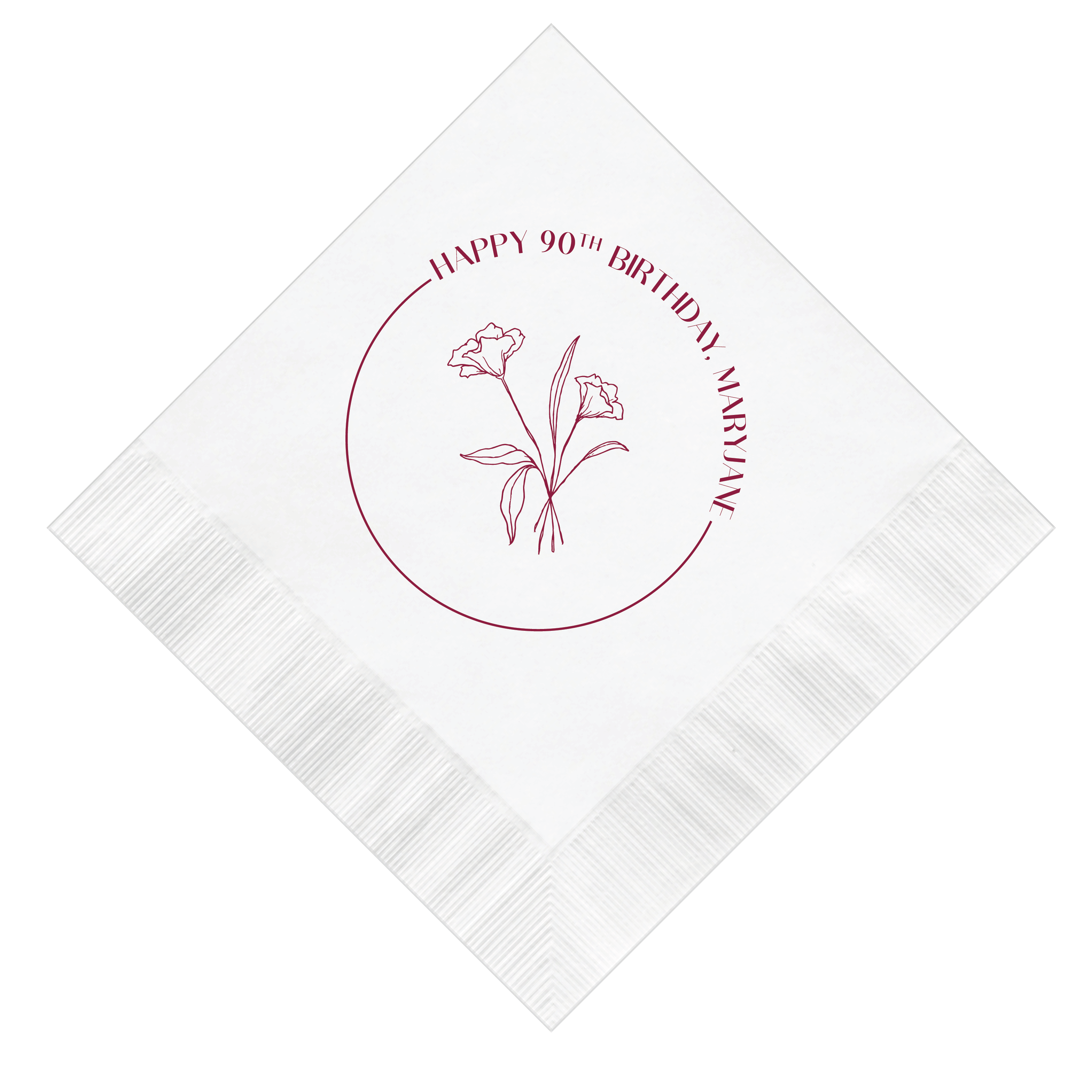Elegant Floral Birthday Napkins - Napkins - Foil Stamped