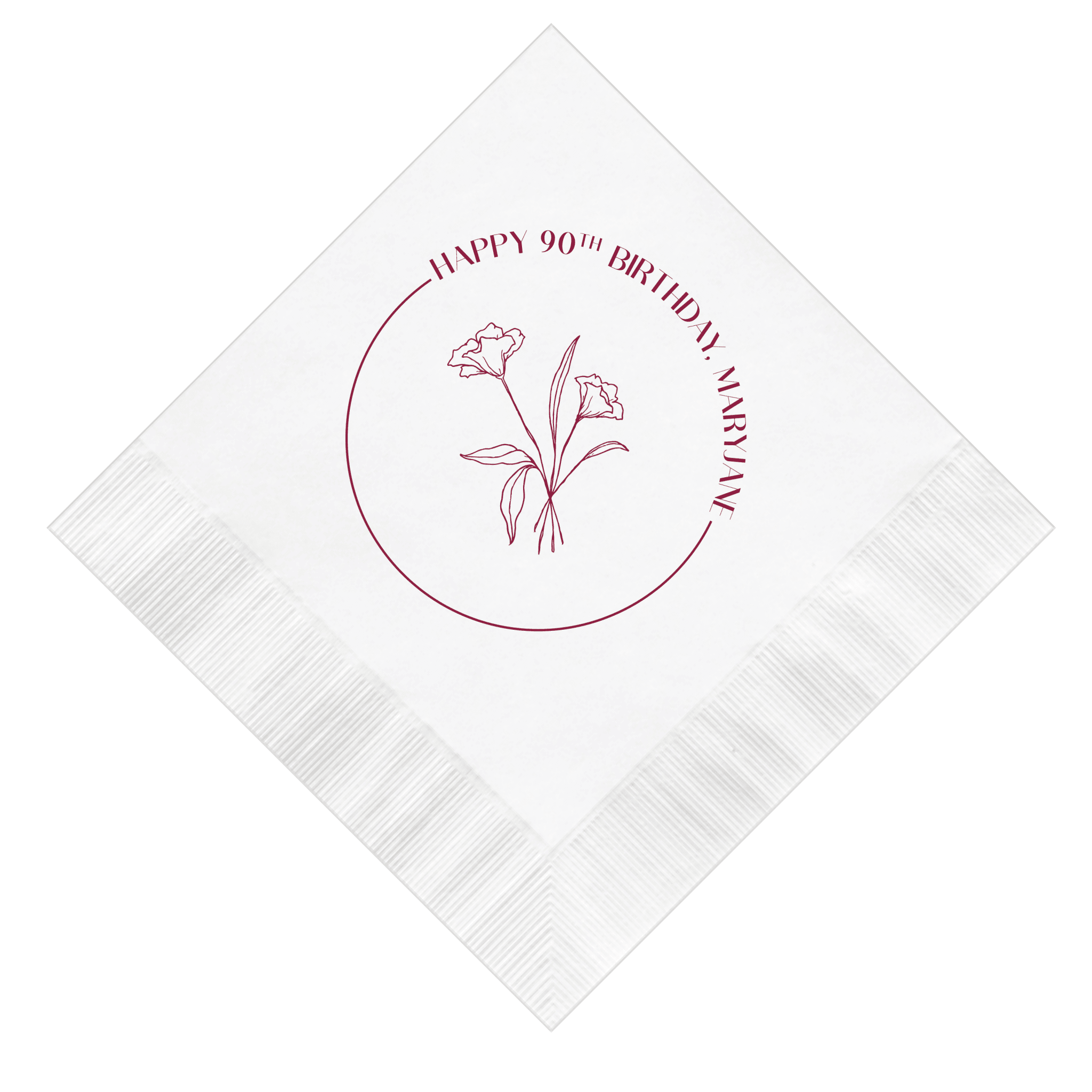 Elegant Floral Birthday Napkins - Napkins - Foil Stamped