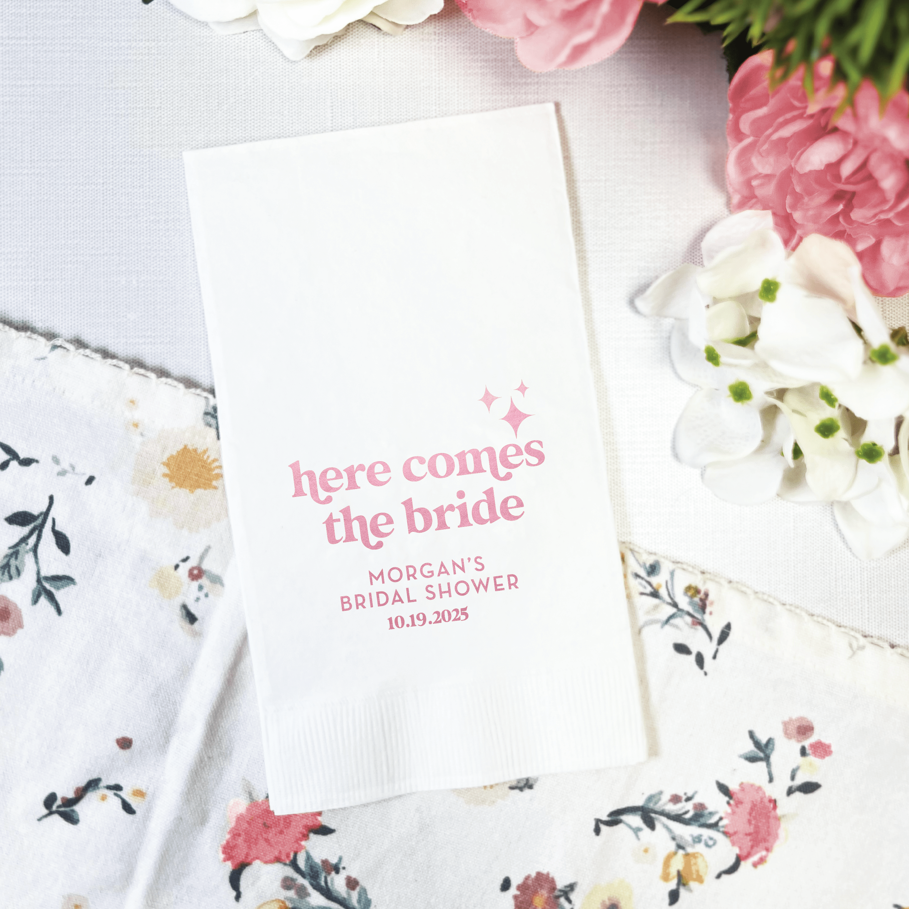 Here Comes the Bride Bridal Shower Napkins - Napkins - Foil Stamped
