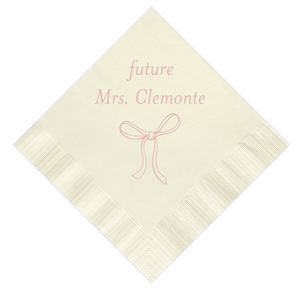Elegant Bow Personalized Bridal Shower Napkins