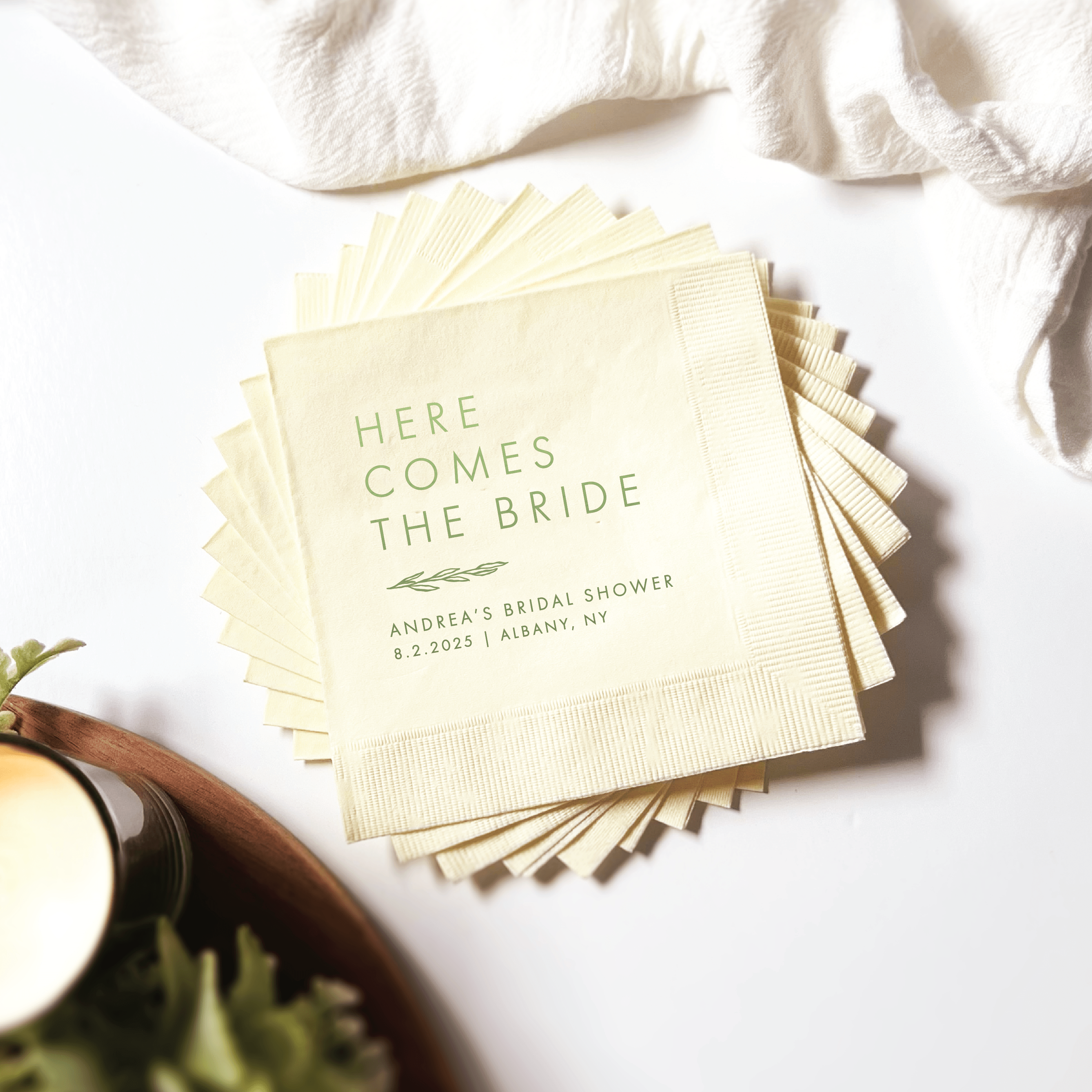 Here Comes The Bride Floral Bridal Shower Napkins - Napkins - Foil Stamped