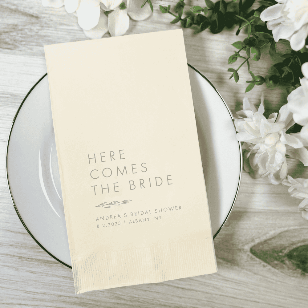 Here Comes The Bride Floral Bridal Shower Napkins - Napkins - Foil Stamped