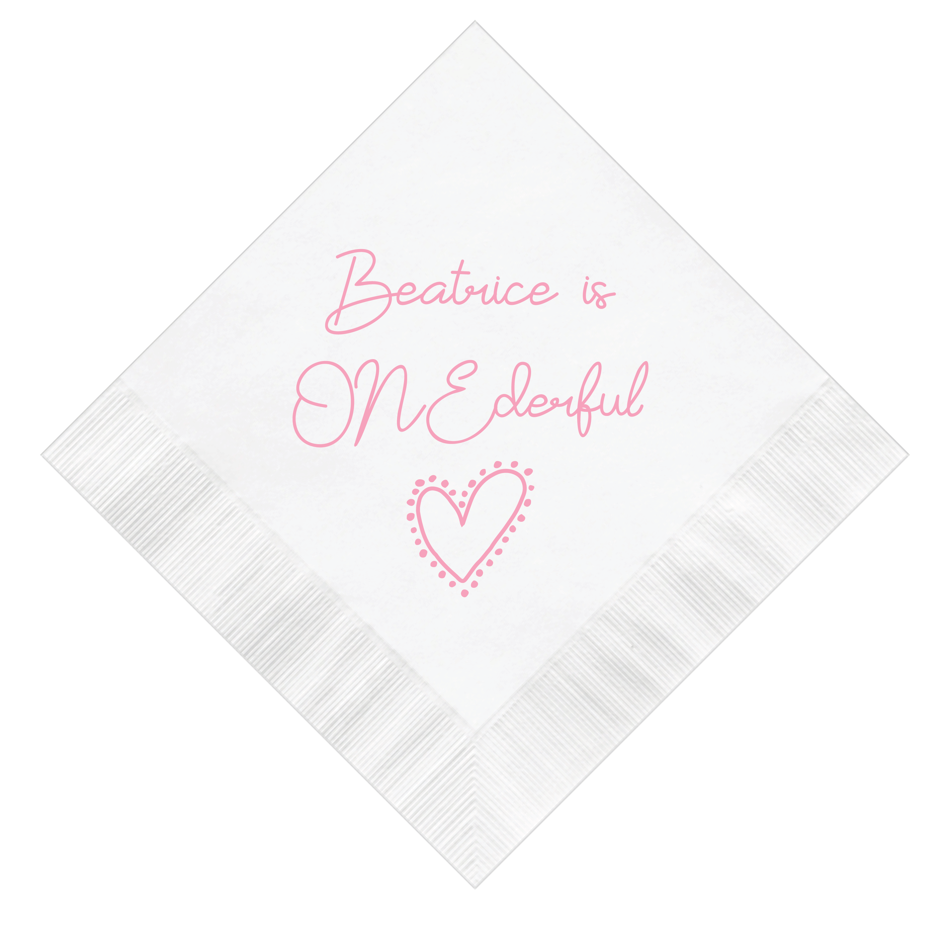 Ms ONEderful Heart Birthday Napkins - Napkins - Foil Stamped