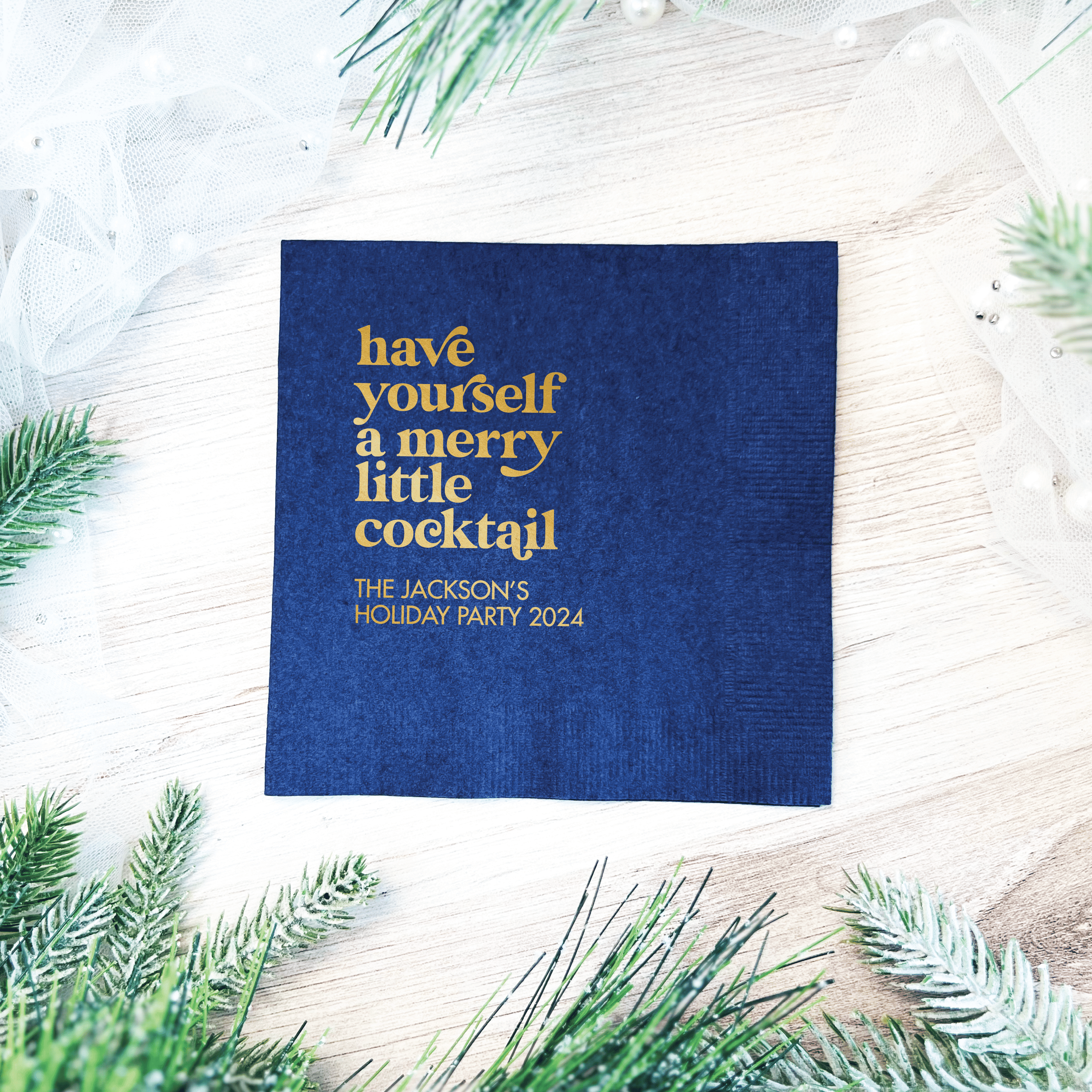Have Yourself A Merry Little Cocktail Personalized Christmas Napkins - Napkins - Foil Stamped