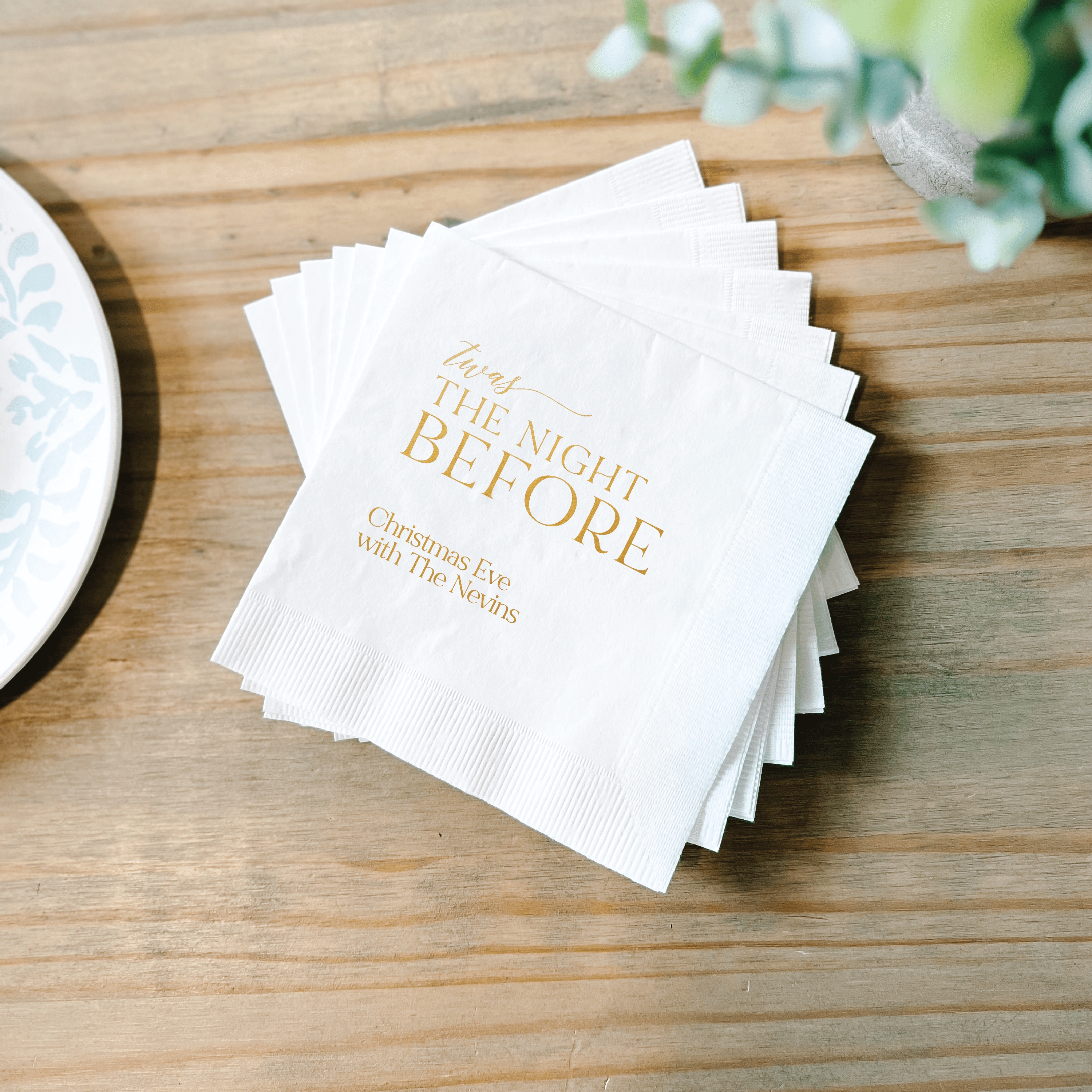 Twas The Night Before Personalized Christmas Eve Napkins - Napkins - Foil Stamped