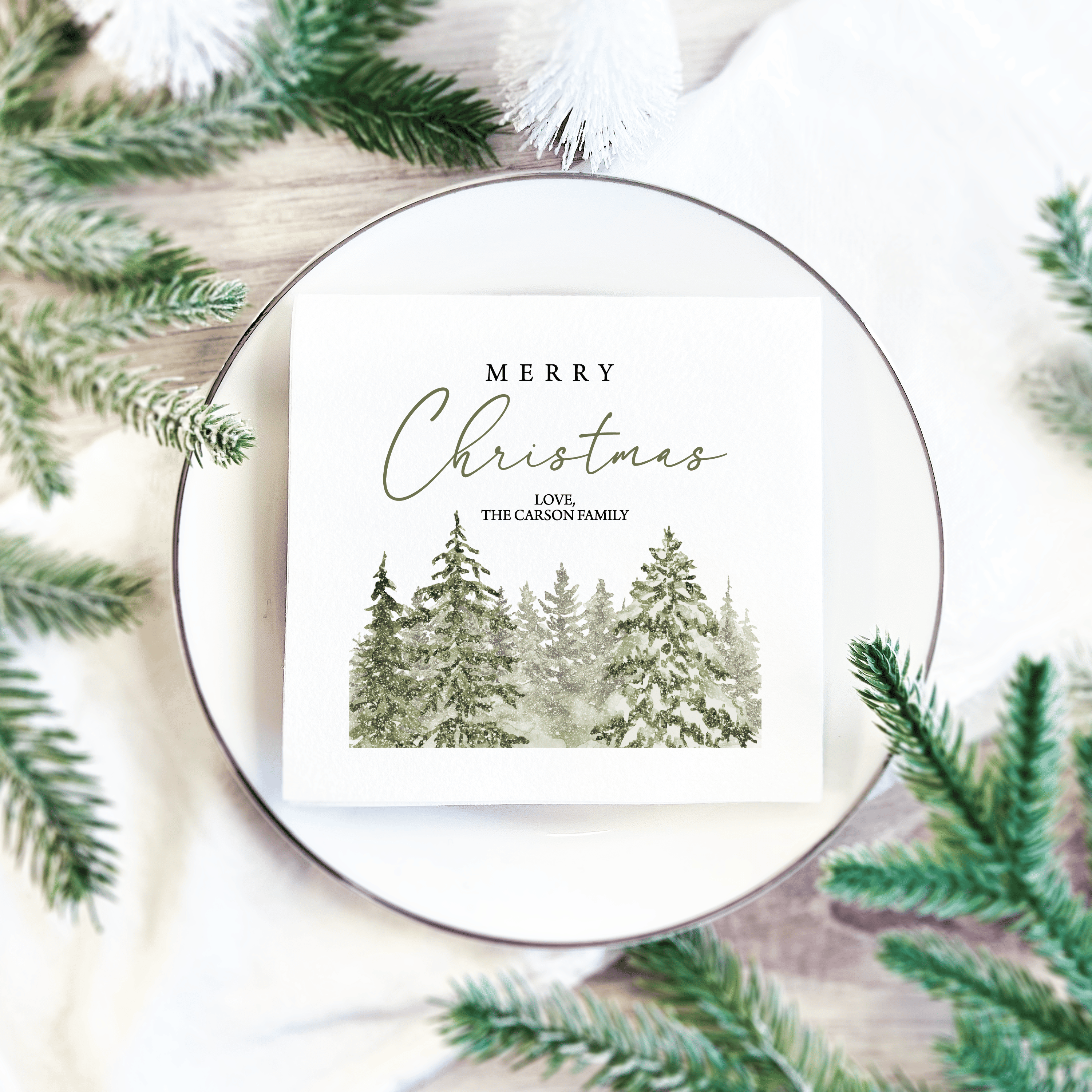 Merry Christmas Personalized Full Color Cocktail Napkins - Napkins - Full Color