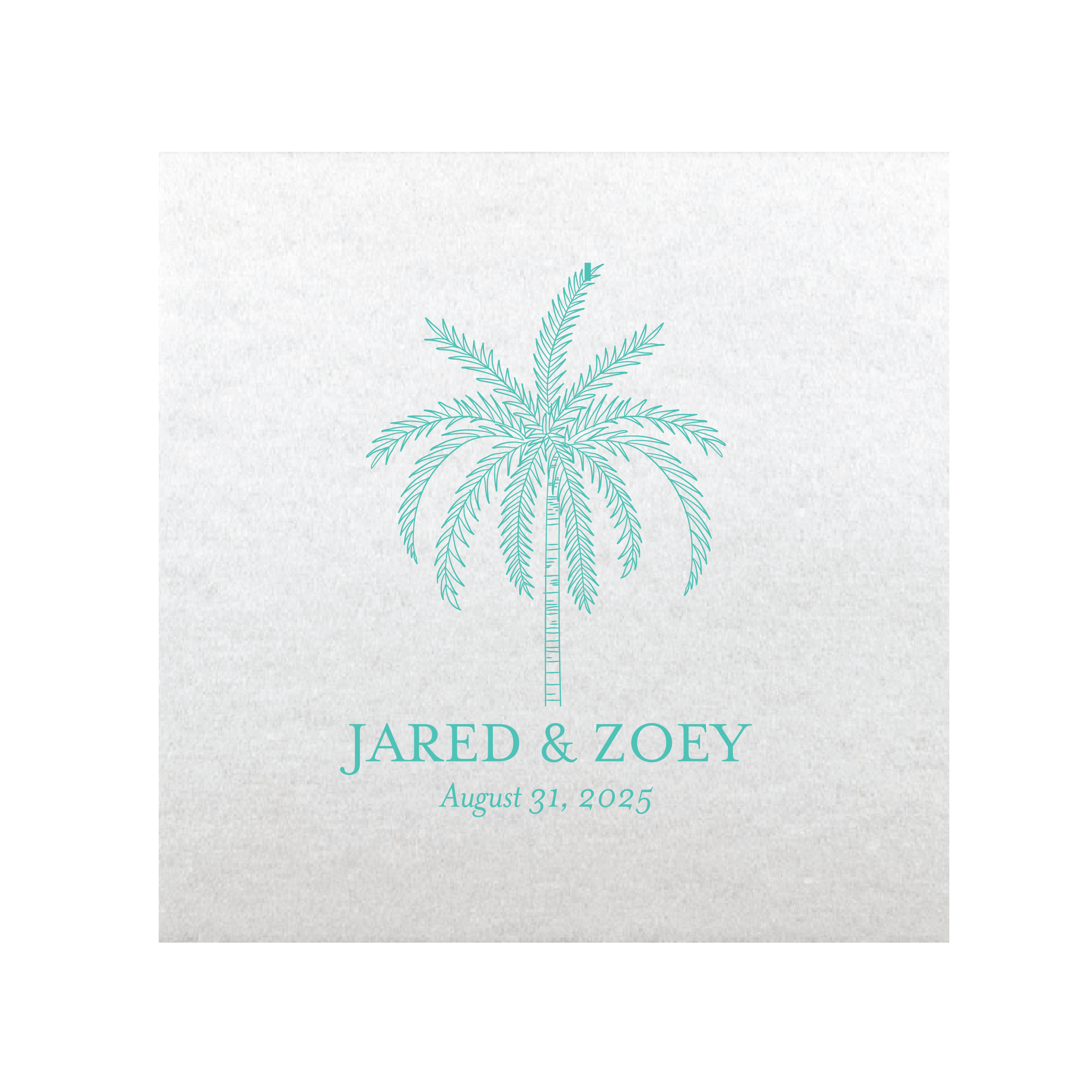 Palm Tree Wedding Premium Uncoined Napkins - Napkins - Linun Foil Stamped