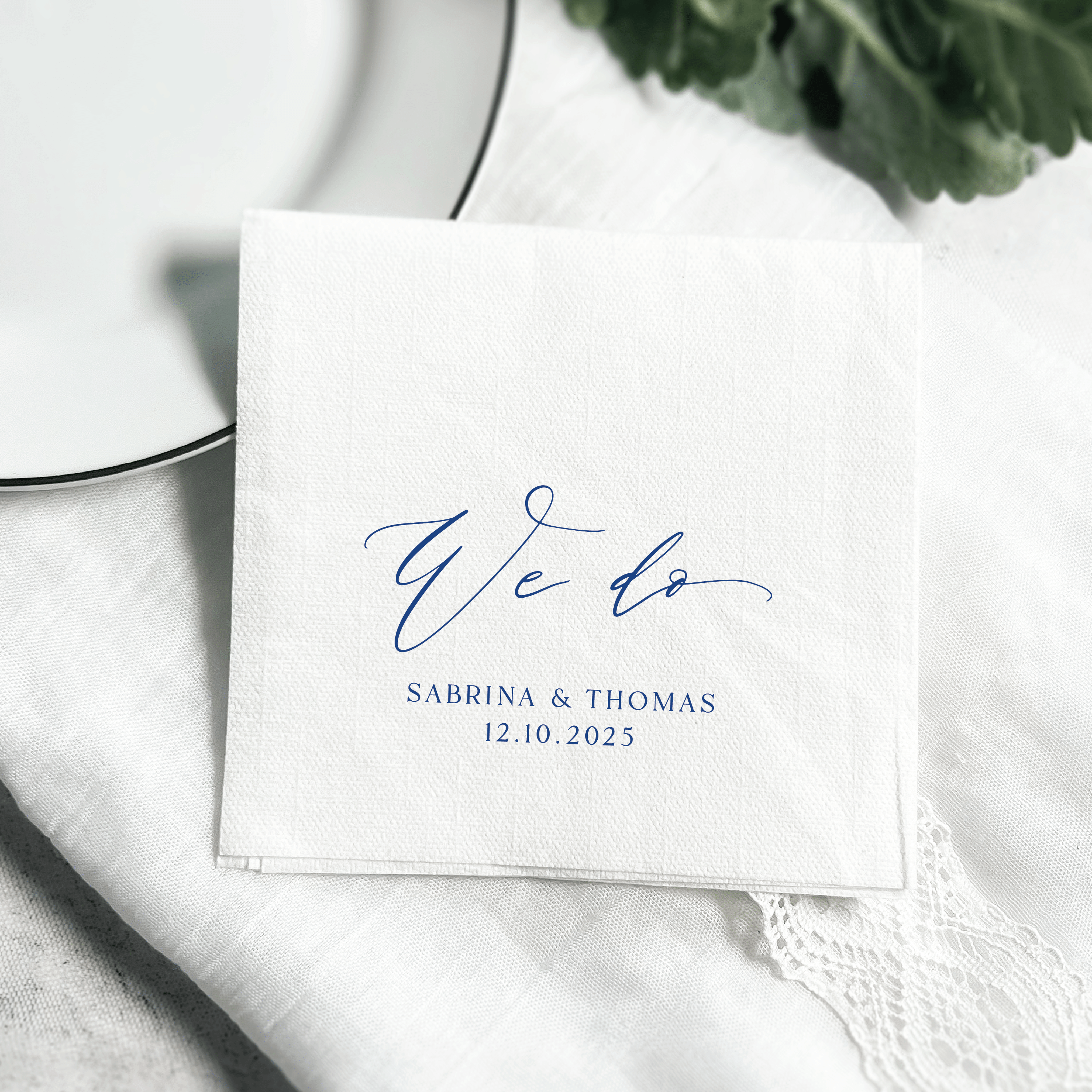We Do Wedding Premium Uncoined Napkins - Napkins - Linun Foil Stamped