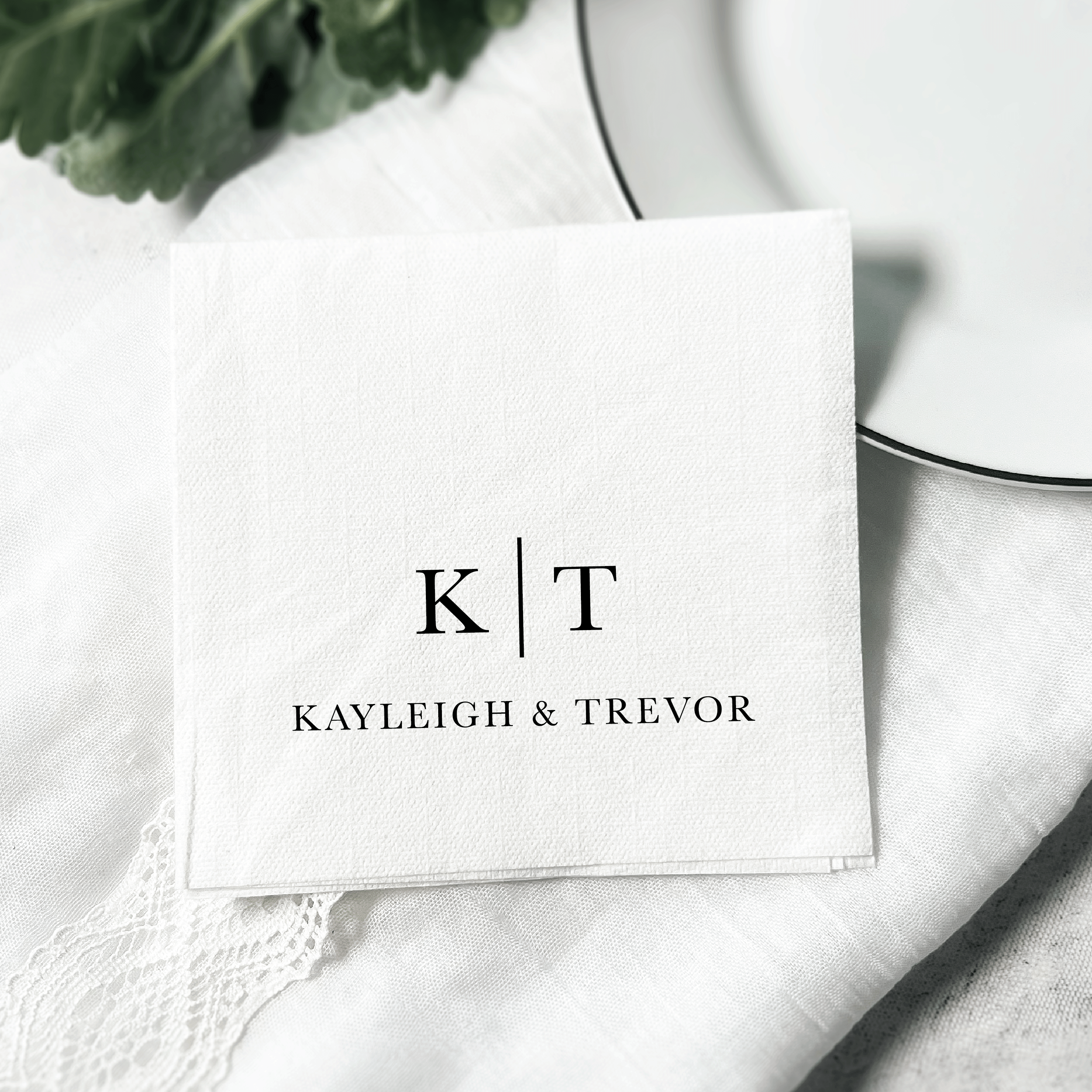 Modern Initials Wedding Premium Uncoined Napkins - Napkins - Linun Foil Stamped