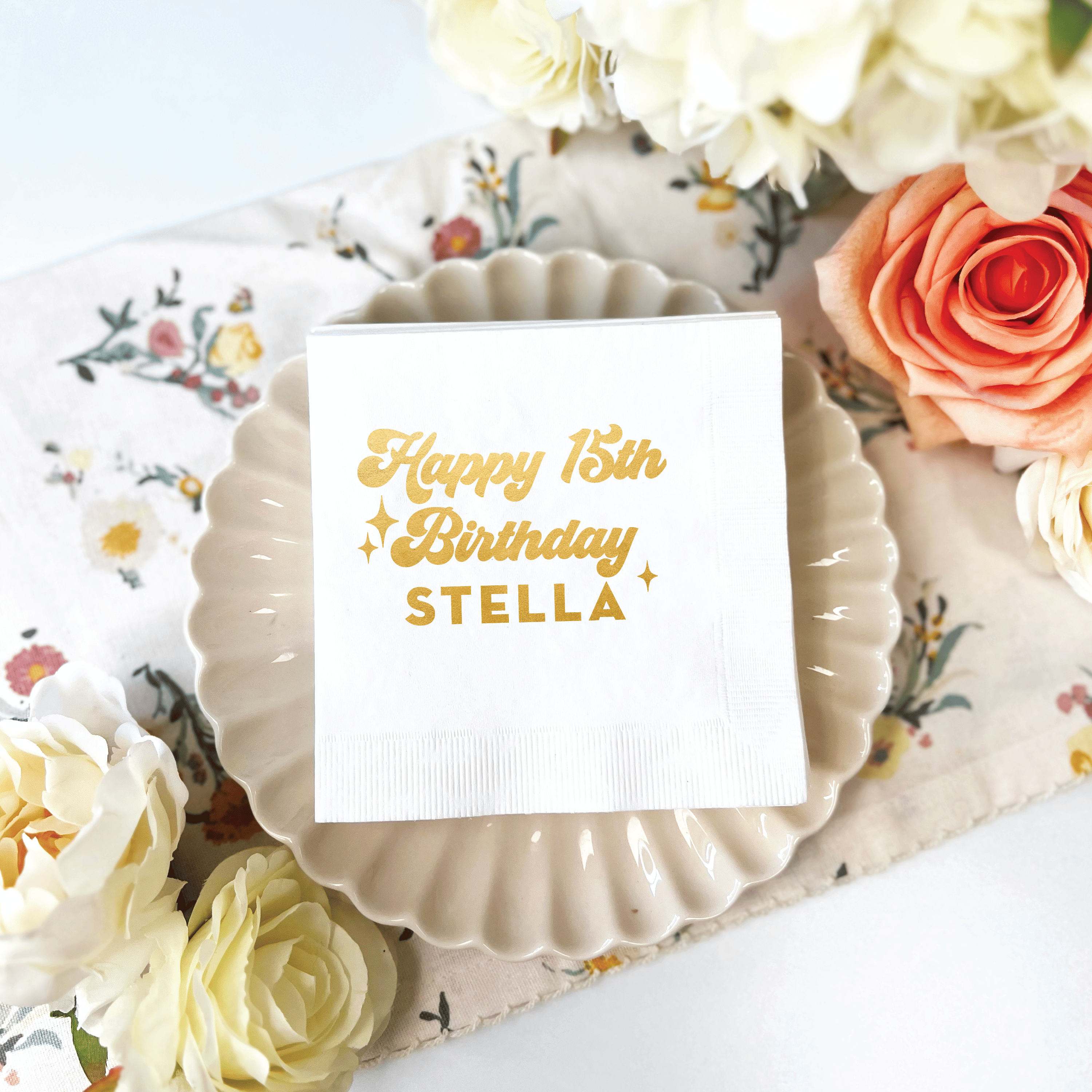 Retro Teen Birthday Bash Napkins - Napkins - Foil Stamped