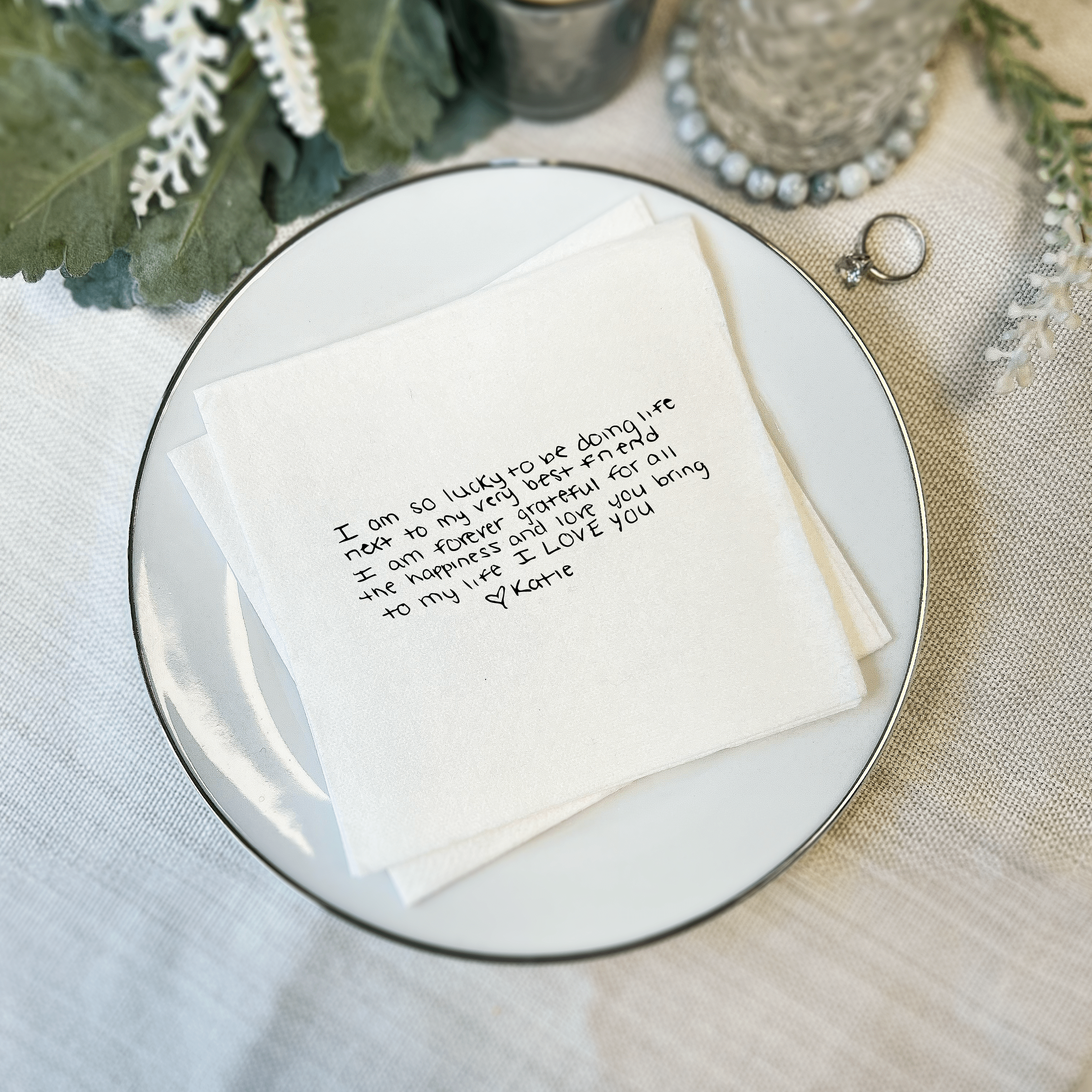 Custom Handwritten Wedding Premium Uncoined Napkins - Napkins - Linun Handwritten
