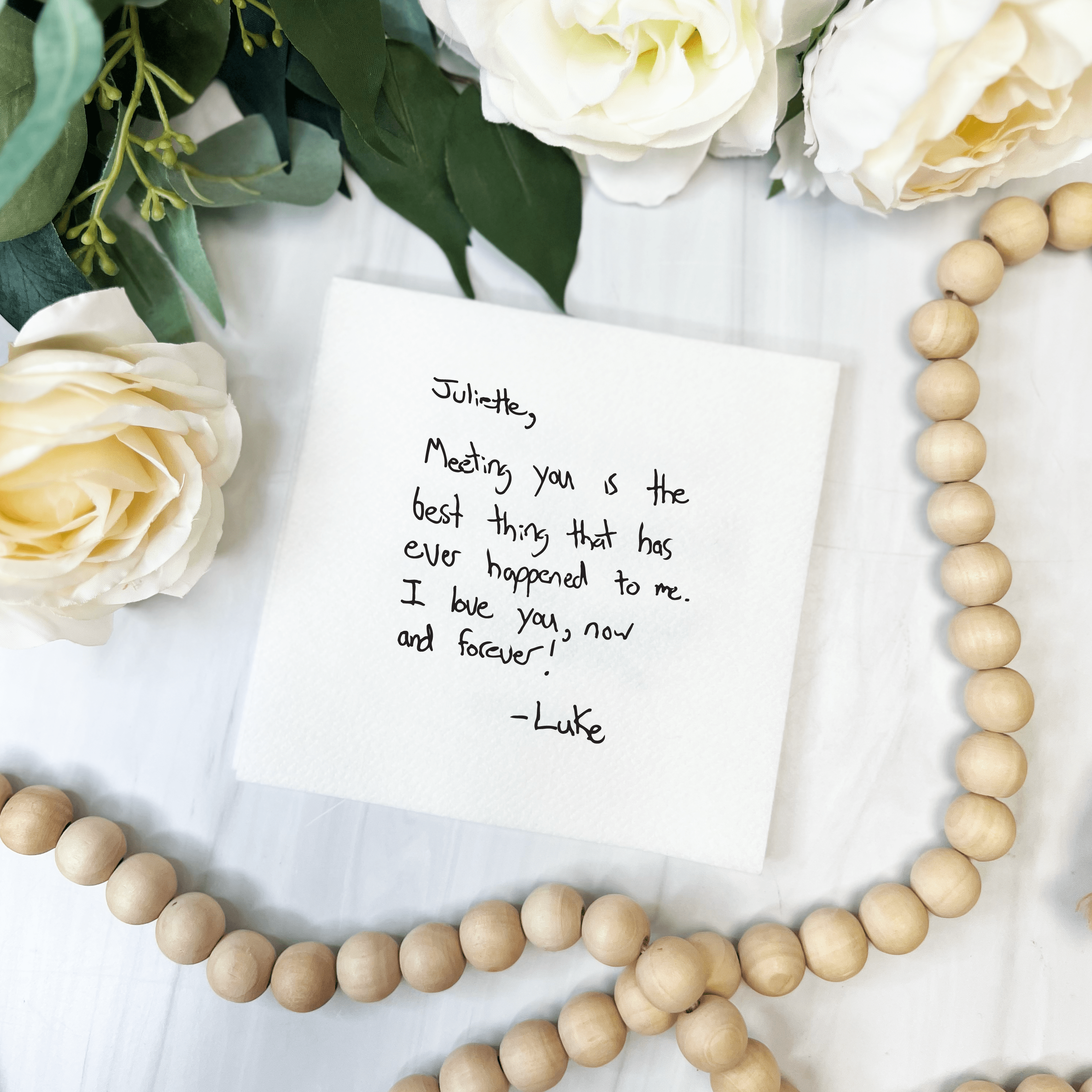 Custom Handwritten Wedding Premium Uncoined Napkins - Napkins - Linun Handwritten