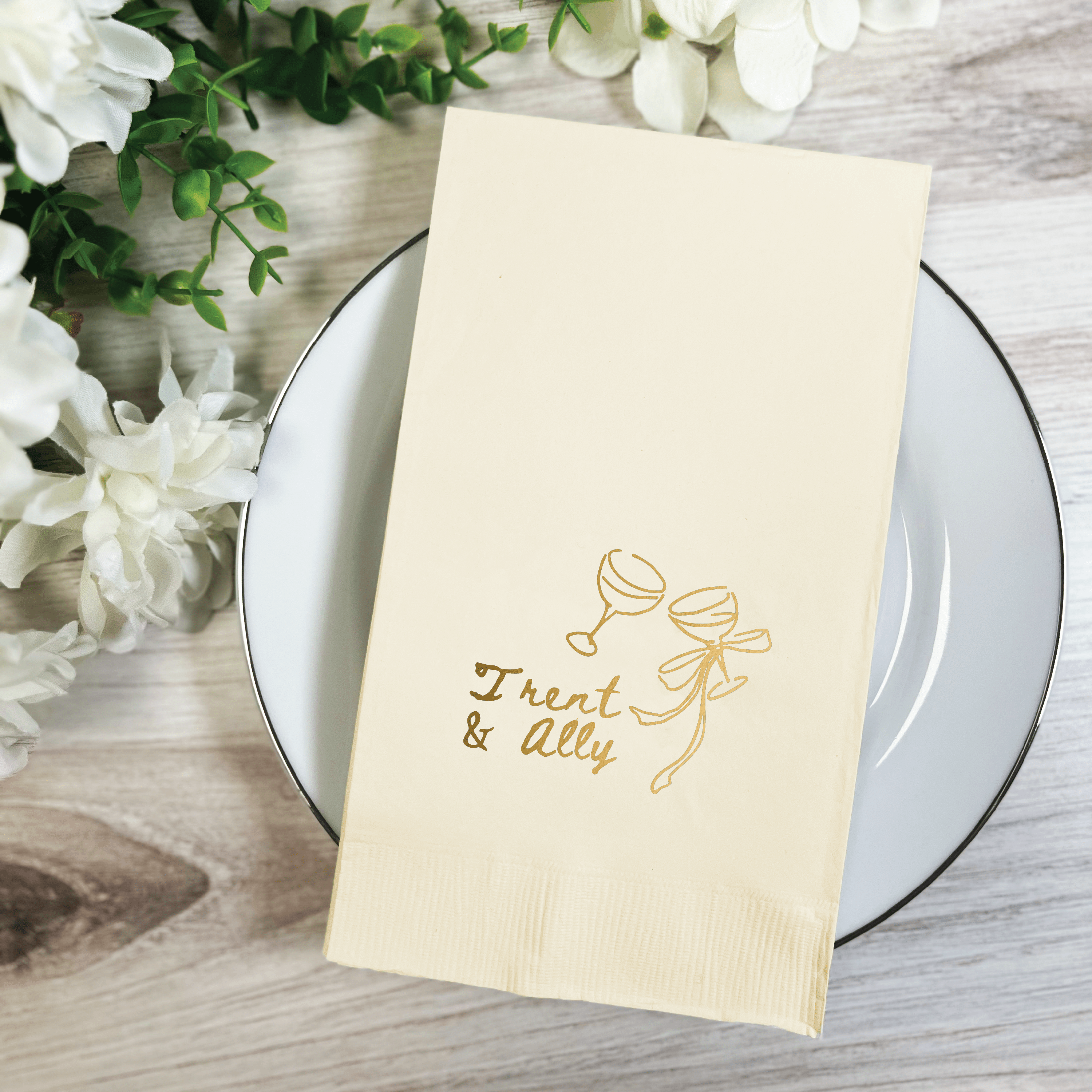 Toast To Forever Personalized Wedding Napkins - Napkins - Foil Stamped